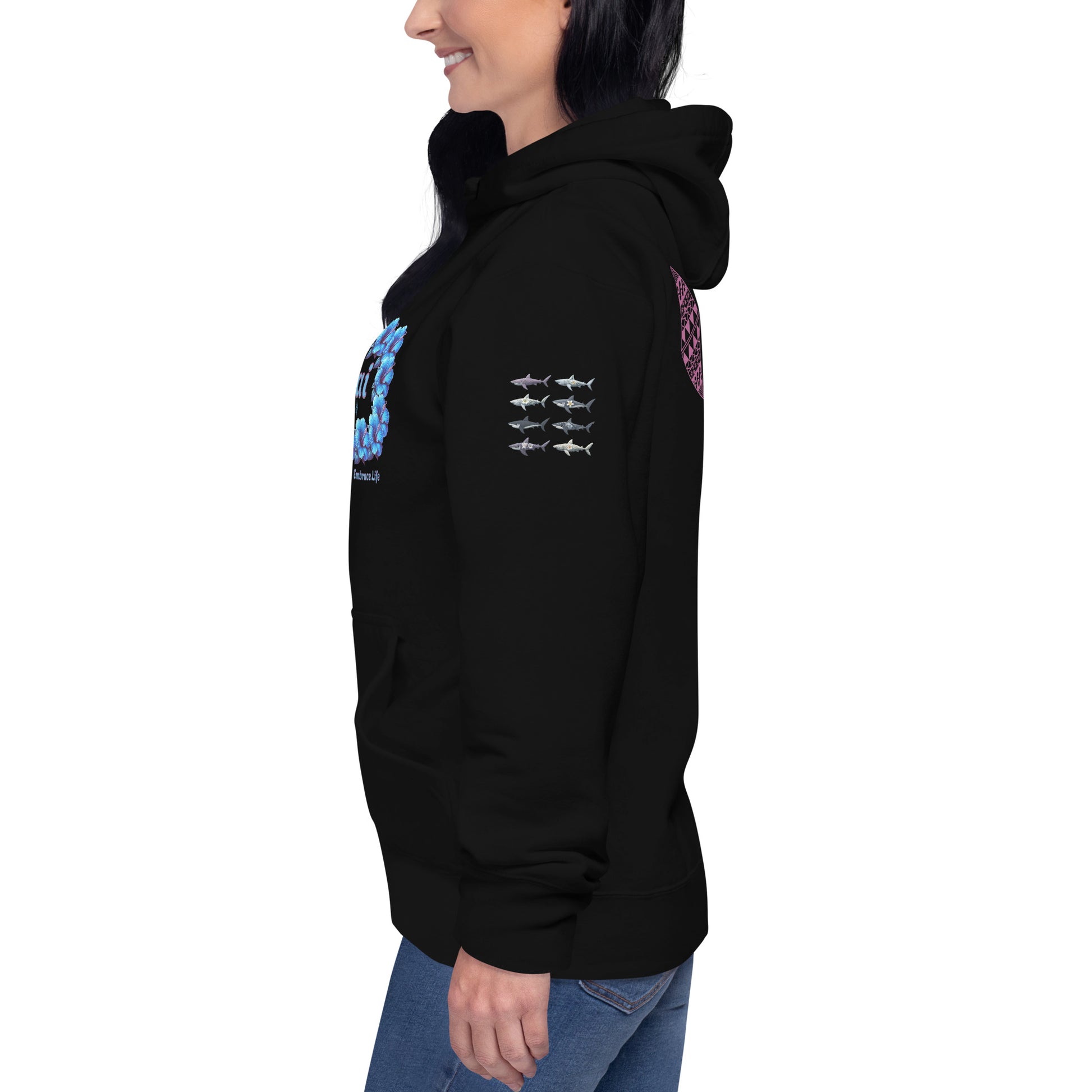 Pua aloalo Hoodie Pullover Hoodie Pa'akai & Kukui