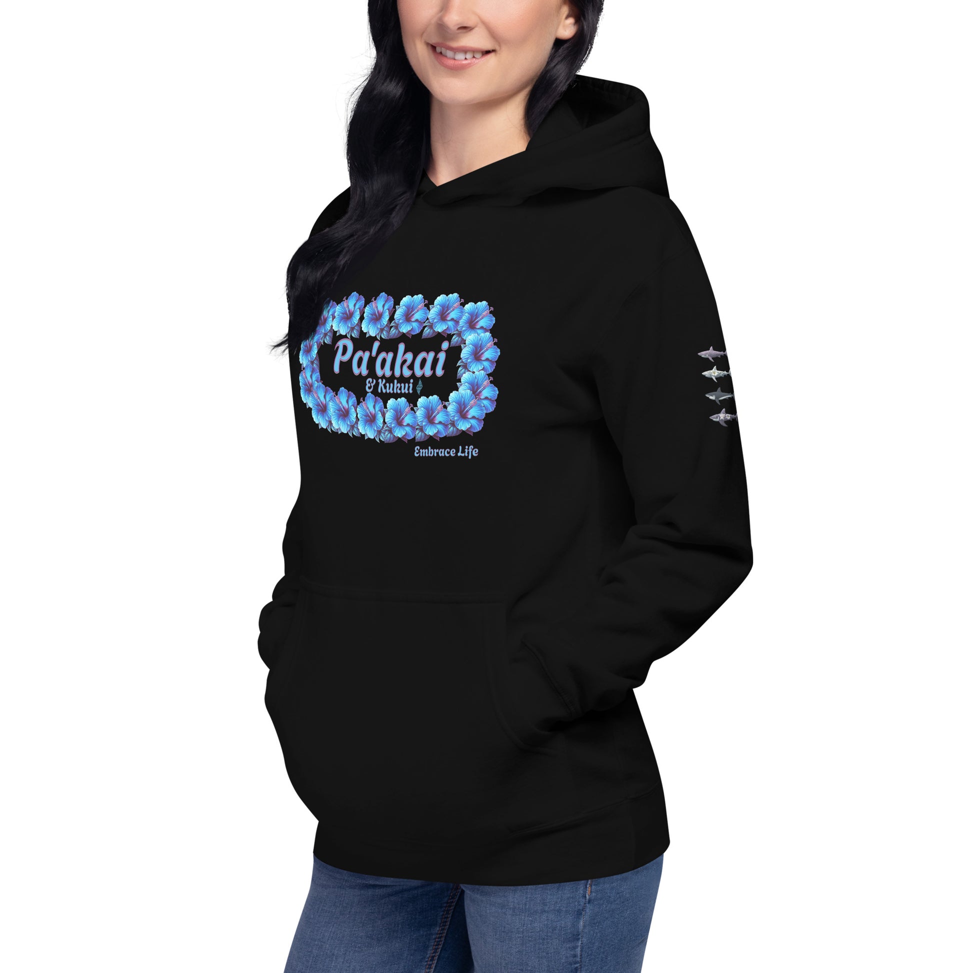 Pua aloalo Hoodie Pullover Hoodie Pa'akai & Kukui