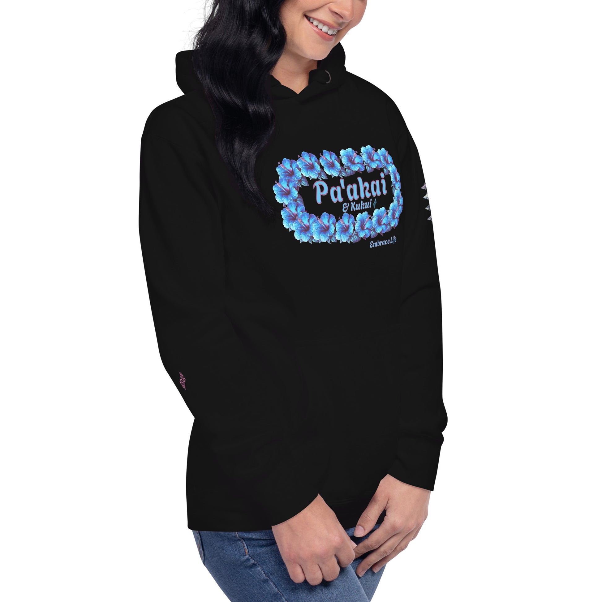 Pua aloalo Hoodie Pullover Hoodie Pa'akai & Kukui
