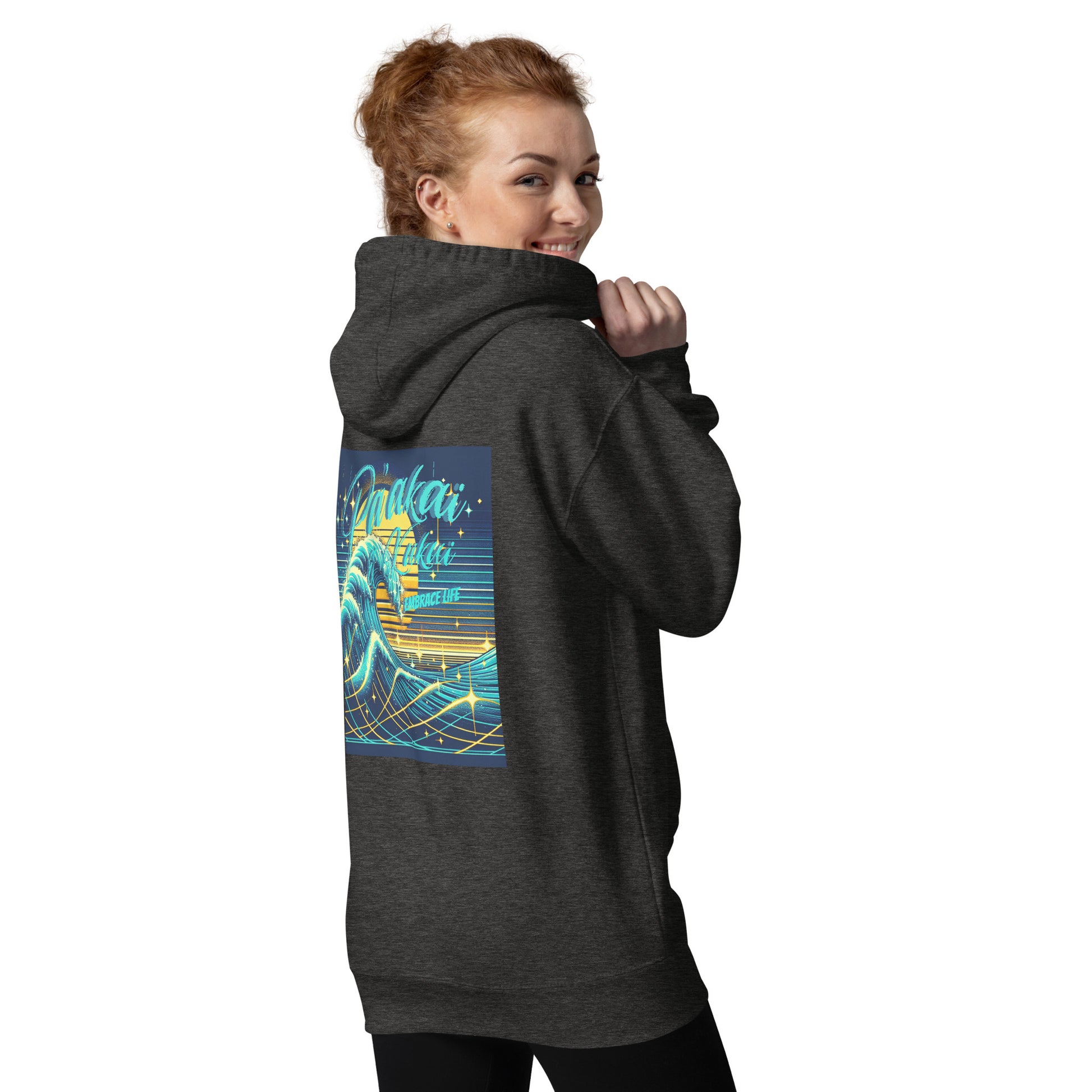 Blue Waves Unisex Hoodie Pullover Hoodie Pa'akai & Kukui Charcoal Heather S