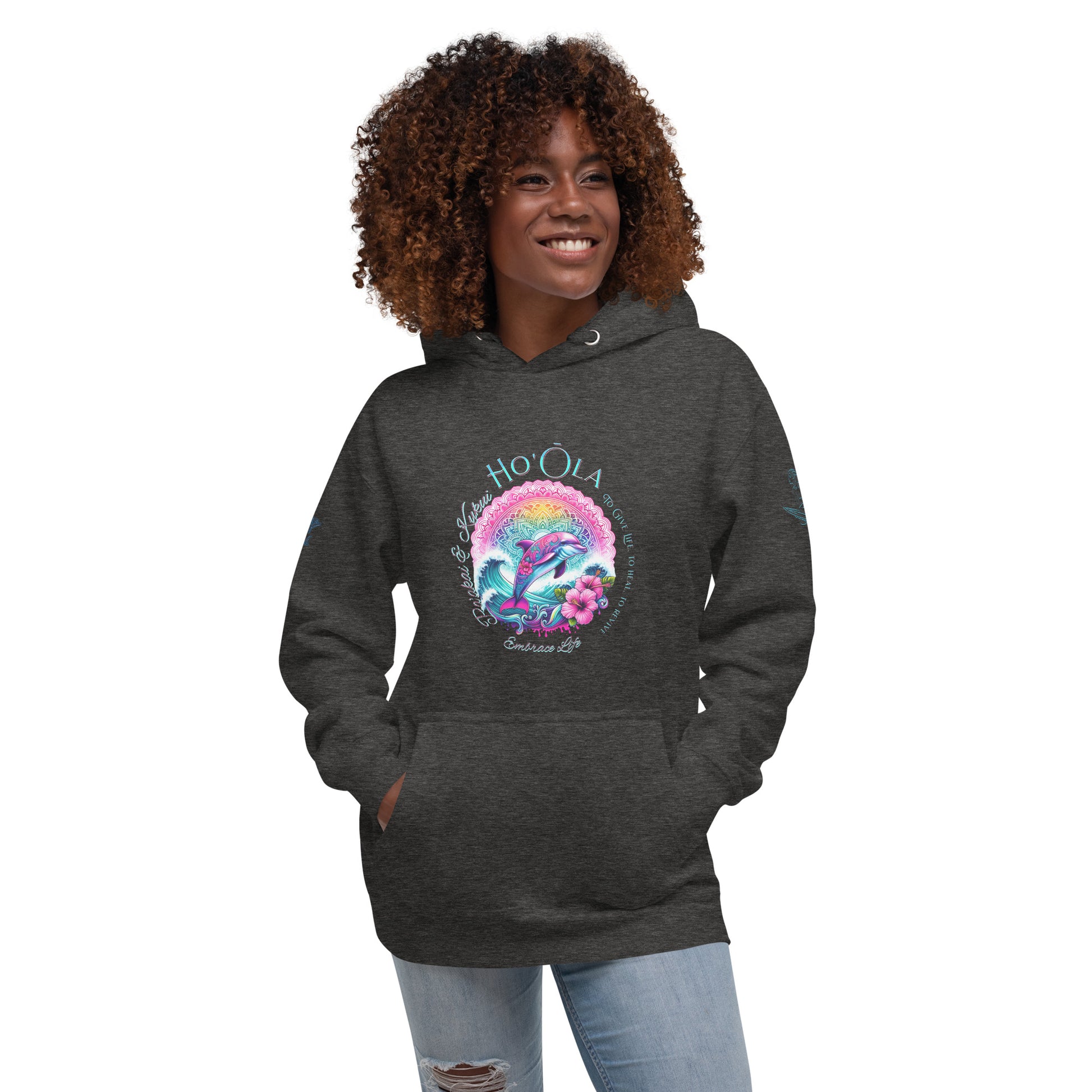 Ho'ōla (To Give Life, To Heal, To Revive) Women's Hoodie Pullover Hoodie Pa'akai & Kukui Charcoal Heather S
