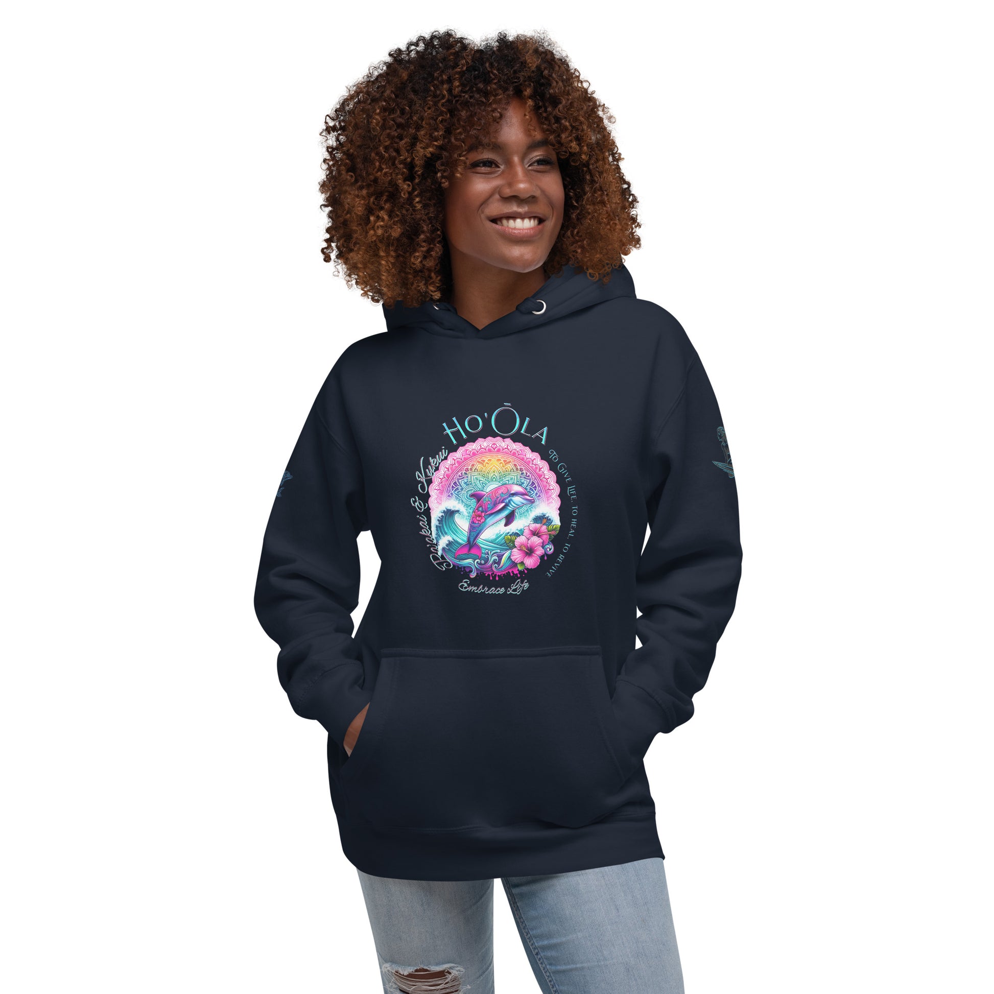 Ho'ōla (To Give Life, To Heal, To Revive) Women's Hoodie Pullover Hoodie Pa'akai & Kukui Navy Blazer S