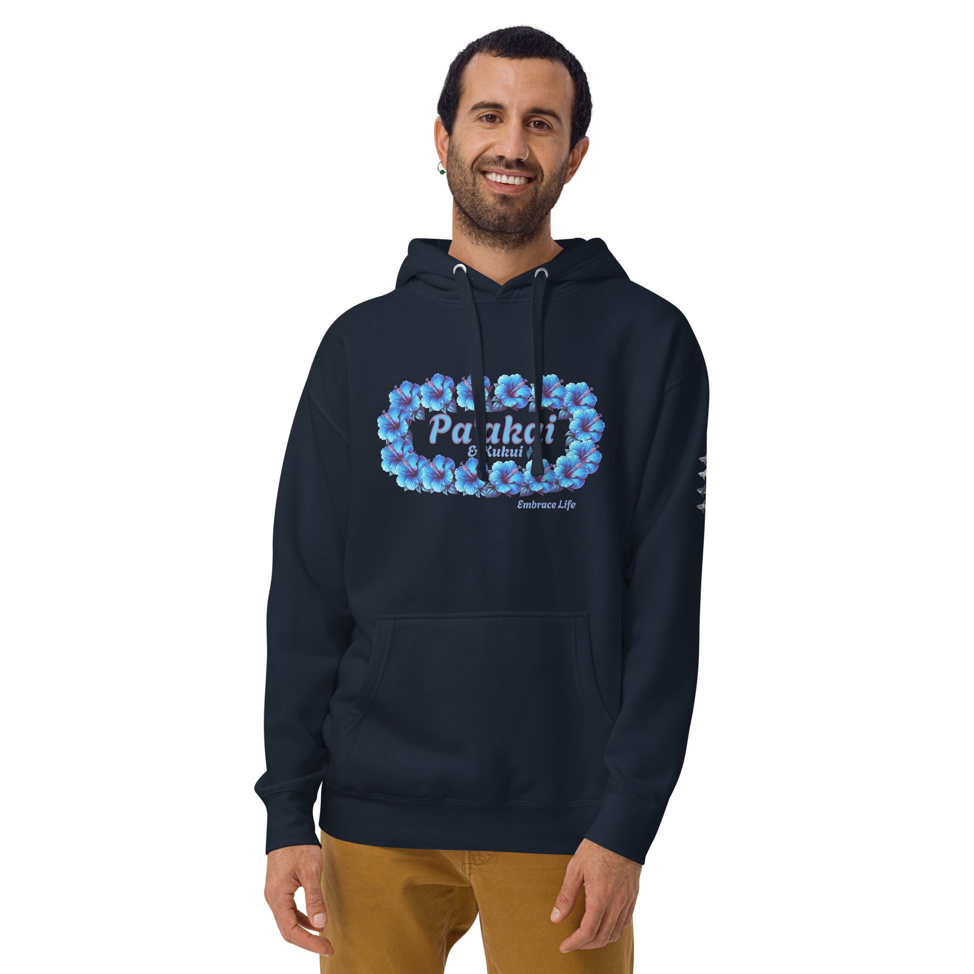 Pua aloalo Hoodie Pullover Hoodie Pa'akai & Kukui Navy Blazer S