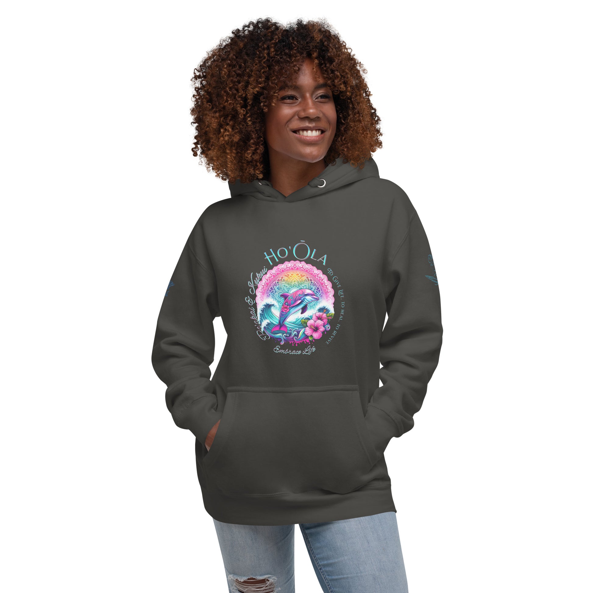 Ho'ōla (To Give Life, To Heal, To Revive) Women's Hoodie Pullover Hoodie Pa'akai & Kukui Vintage Black S