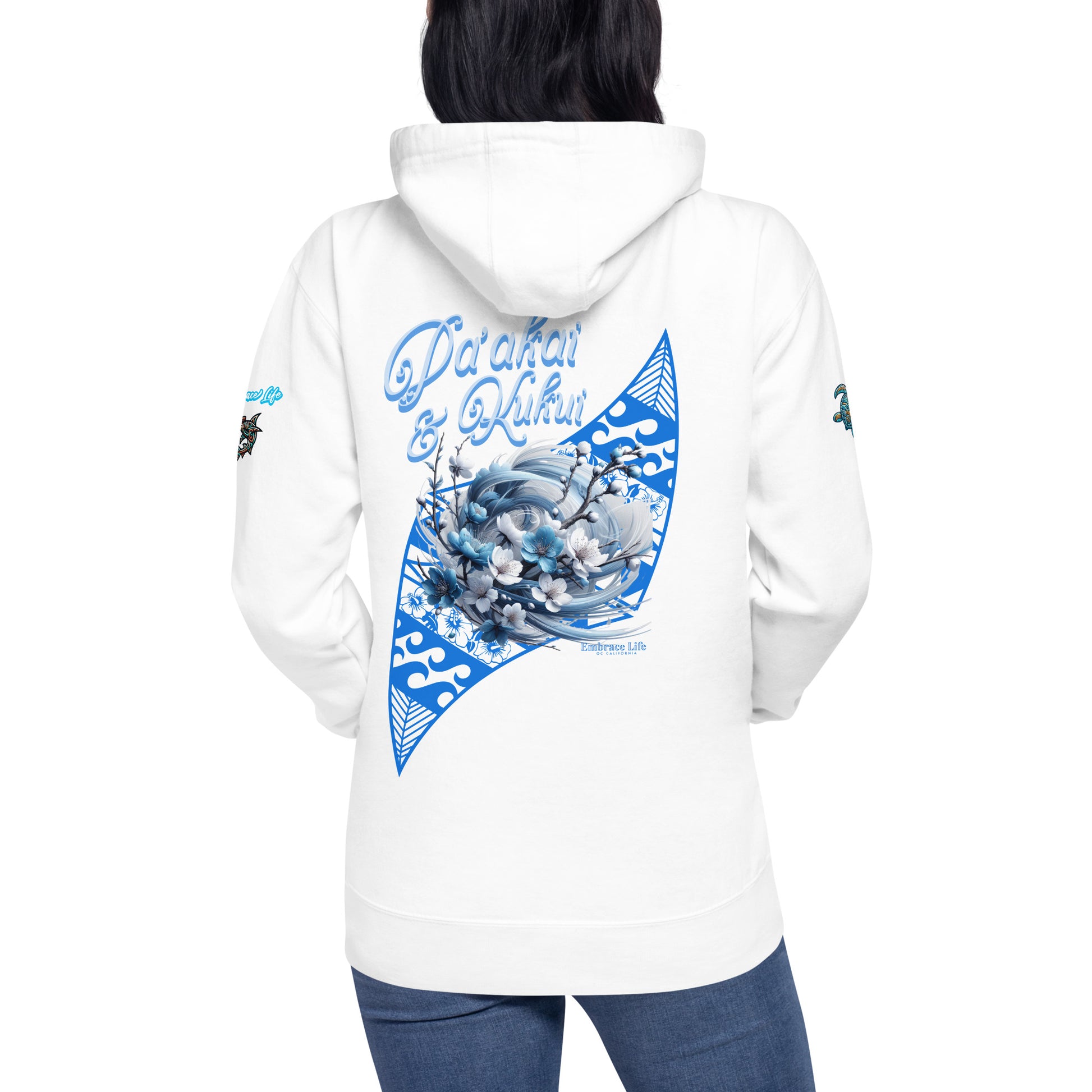 Japanese Cherry Blossom Premium Pullover Hoodie — Hawaiian Streetwear Floral Design Pullover Hoodie Pa'akai & Kukui