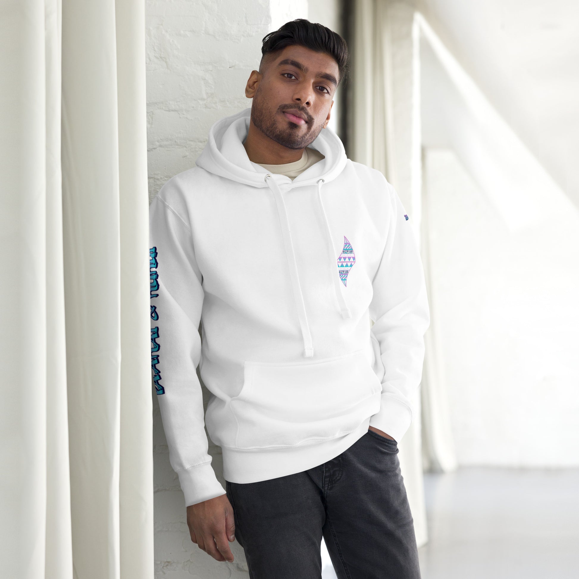 Hauʻoli Hoodie Pullover Hoodie Pa'akai & Kukui White S