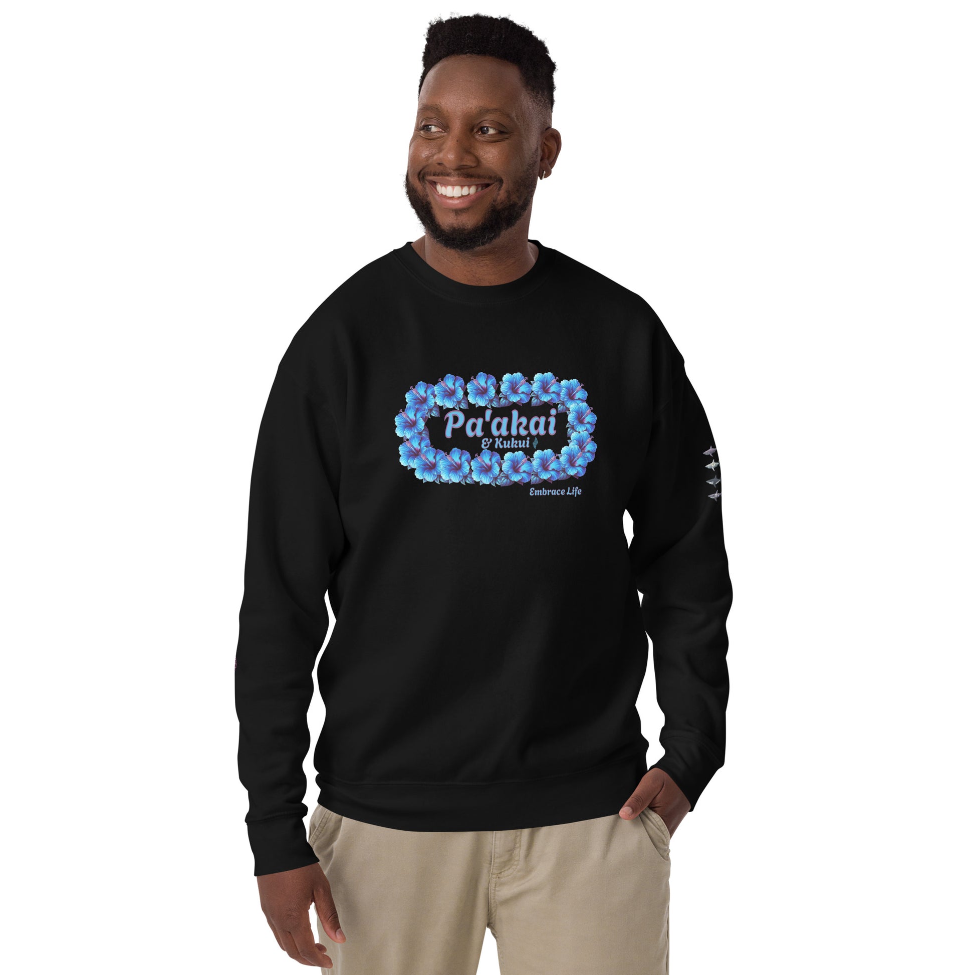 Pua aloalo Unisex Premium Sweatshirt Sweatshirt Pa'akai & Kukui