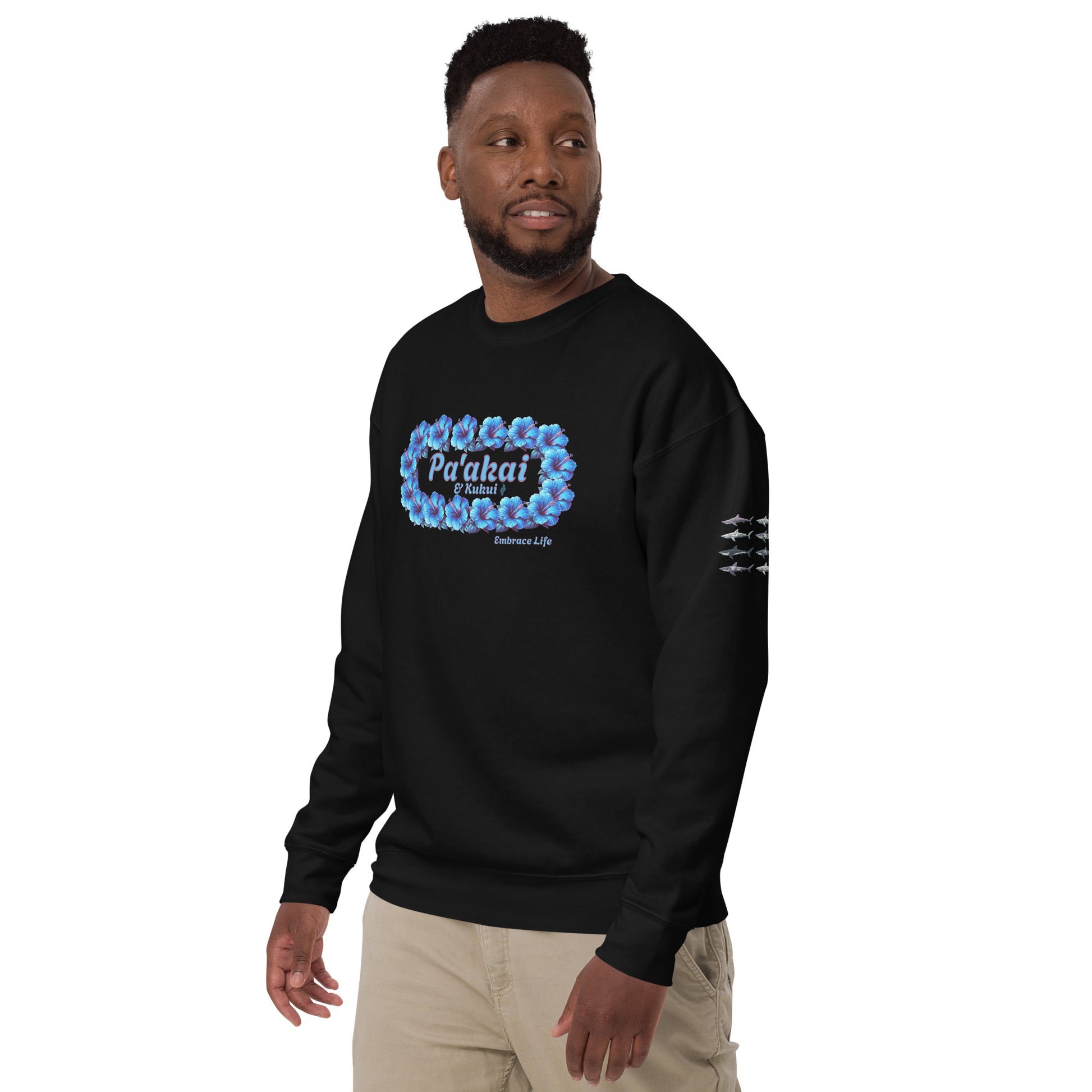 Pua aloalo Unisex Premium Sweatshirt Sweatshirt Pa'akai & Kukui