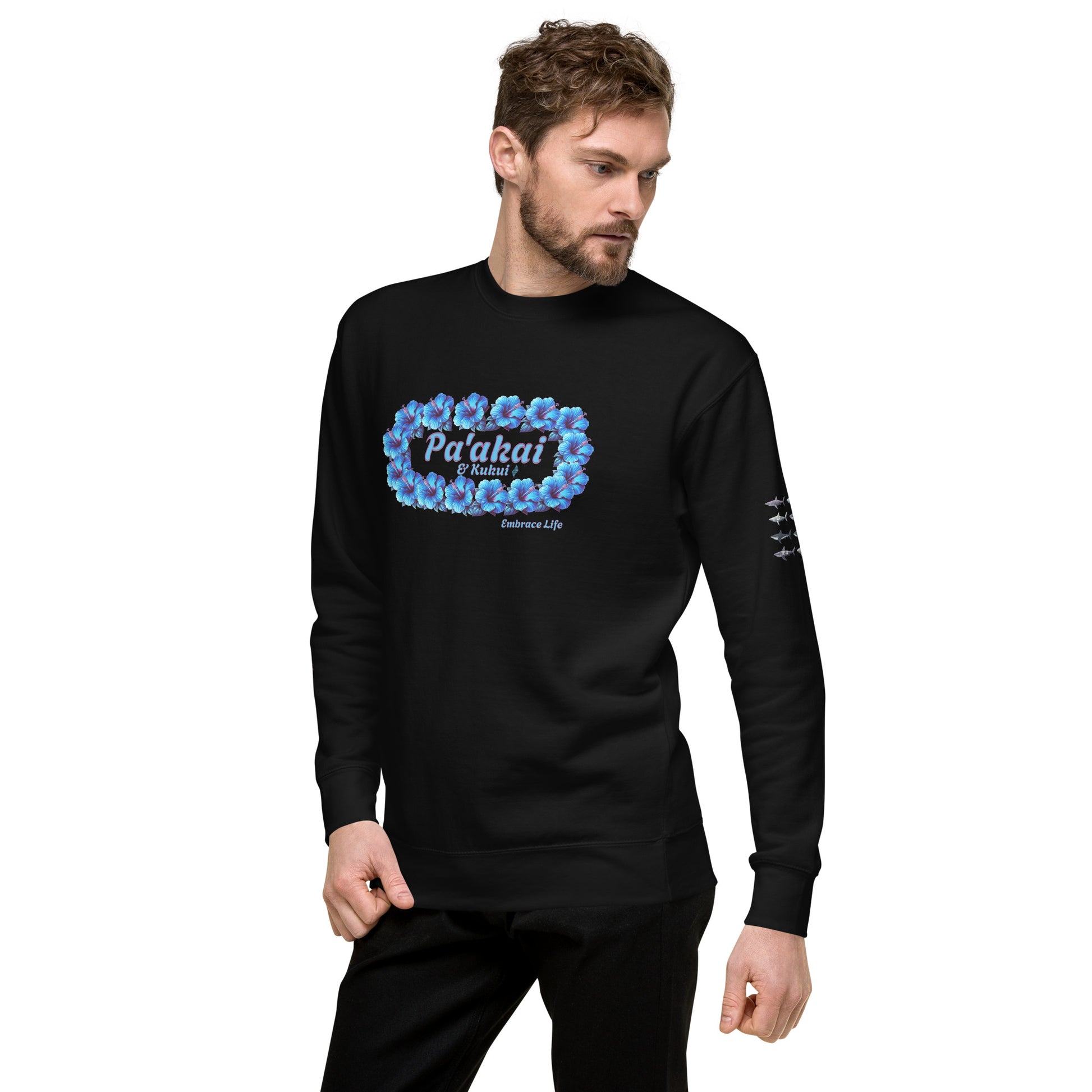 Pua aloalo Unisex Premium Sweatshirt Sweatshirt Pa'akai & Kukui