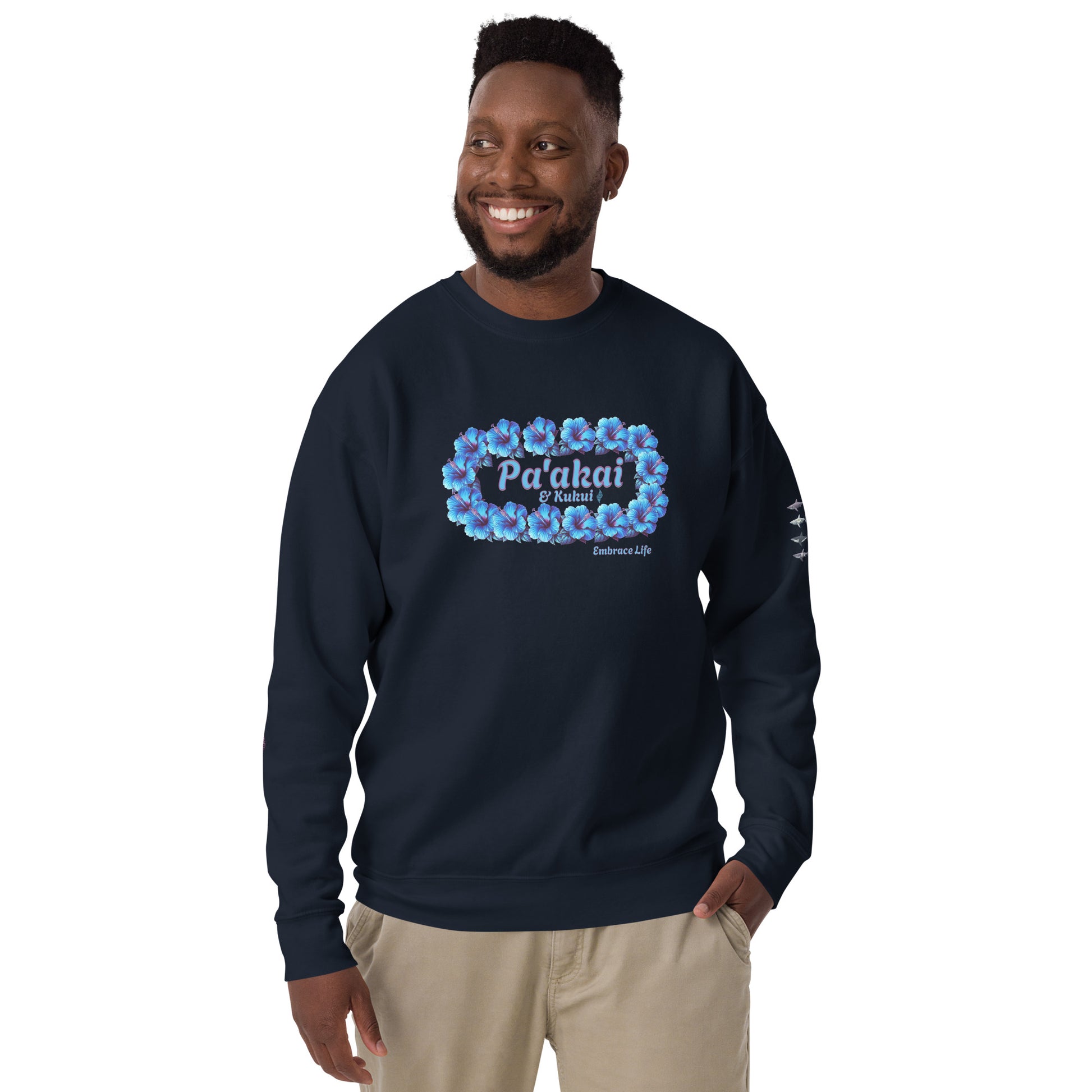 Pua aloalo Unisex Premium Sweatshirt Sweatshirt Pa'akai & Kukui