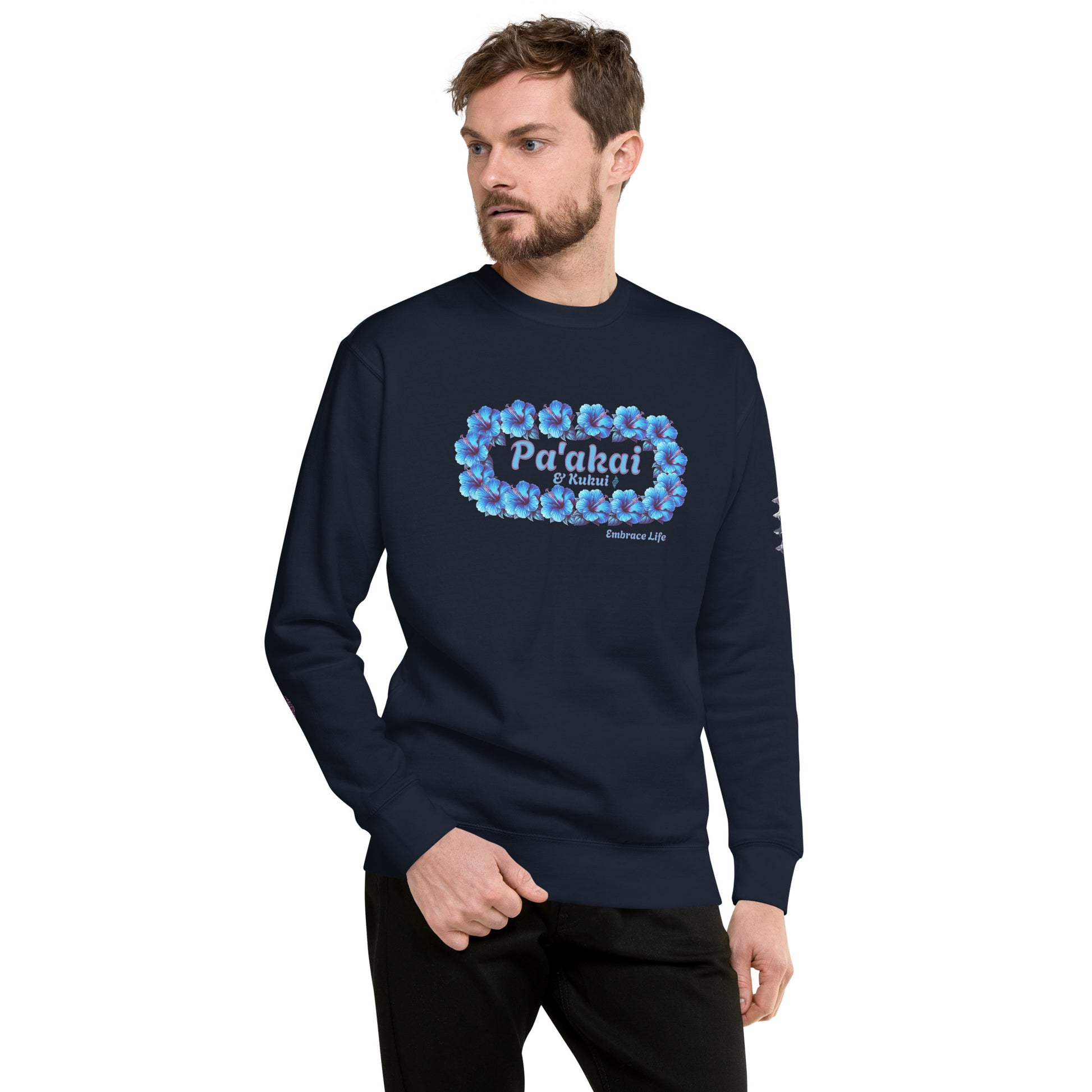 Pua aloalo Unisex Premium Sweatshirt Sweatshirt Pa'akai & Kukui