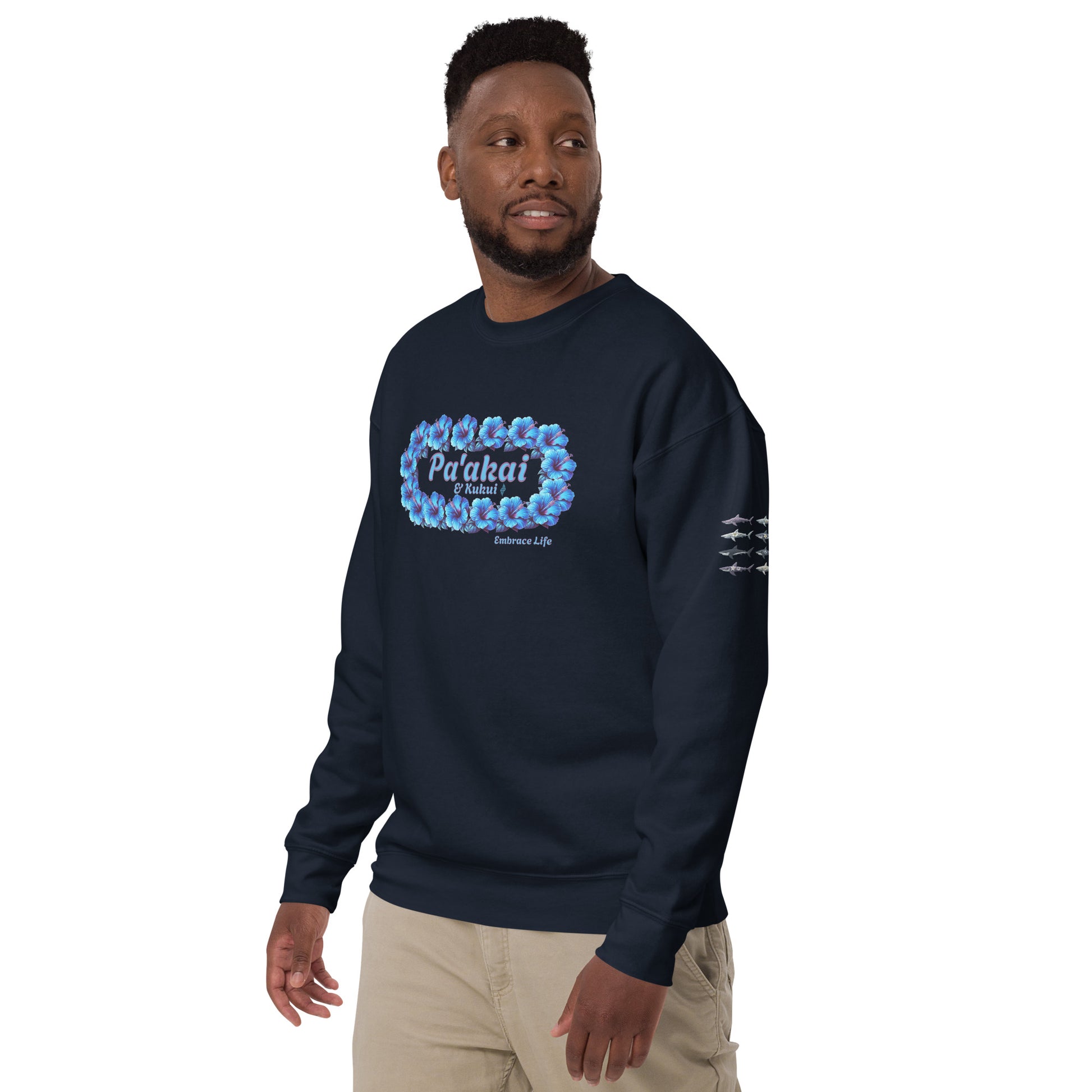 Pua aloalo Unisex Premium Sweatshirt Sweatshirt Pa'akai & Kukui
