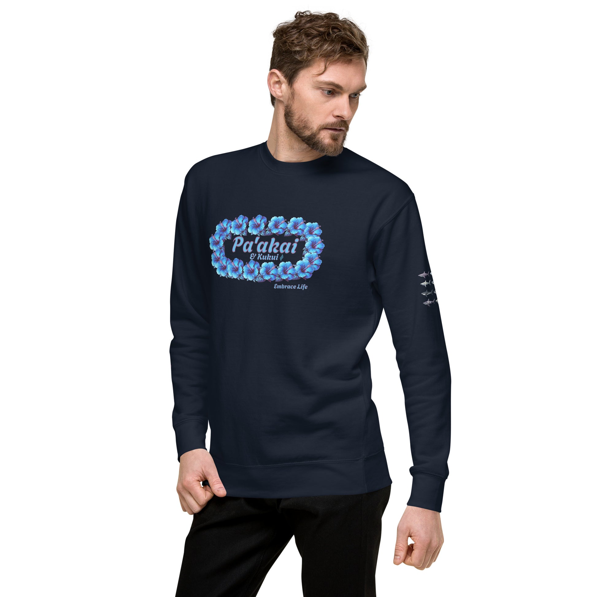 Pua aloalo Unisex Premium Sweatshirt Sweatshirt Pa'akai & Kukui
