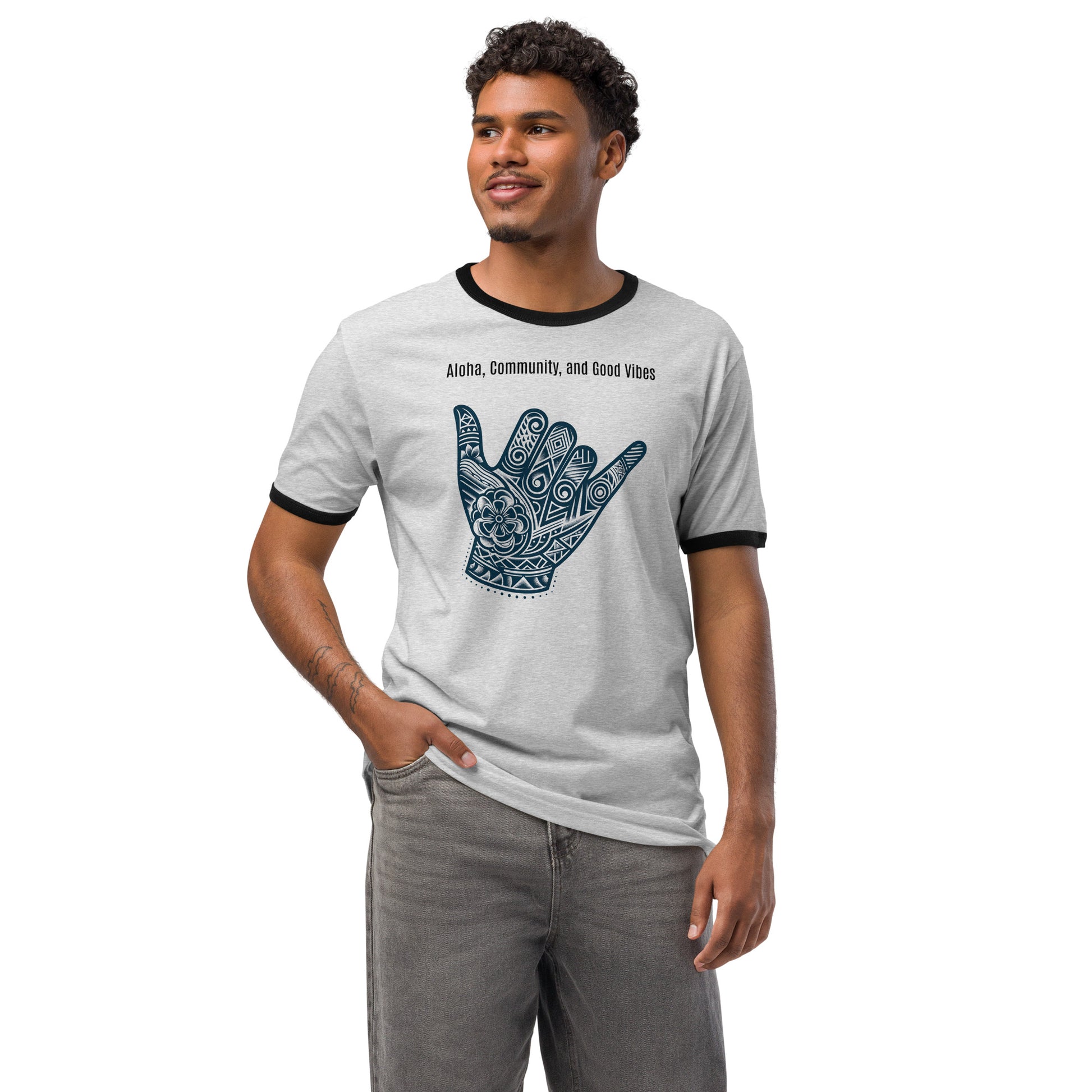 Hui He'enalu ringer t-shirt T-shirt Pa'akai & Kukui Heather Gray / Black S