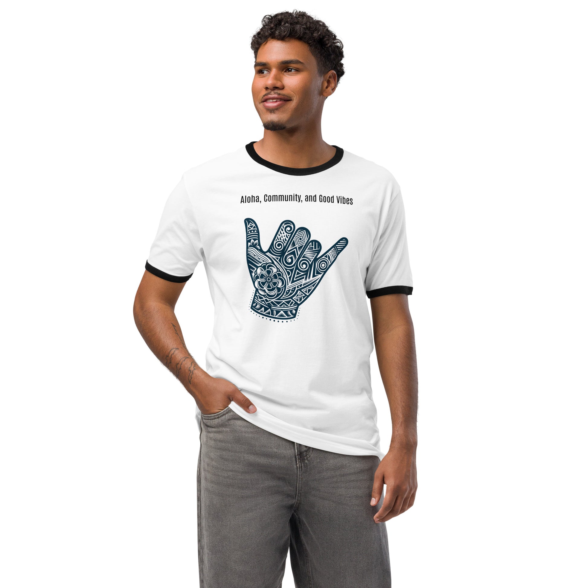 Hui He'enalu ringer t-shirt T-shirt Pa'akai & Kukui White / Black S