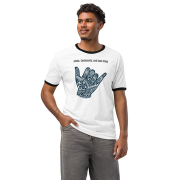 Hui He'enalu ringer t-shirt T-shirt Pa'akai & Kukui White / Black S