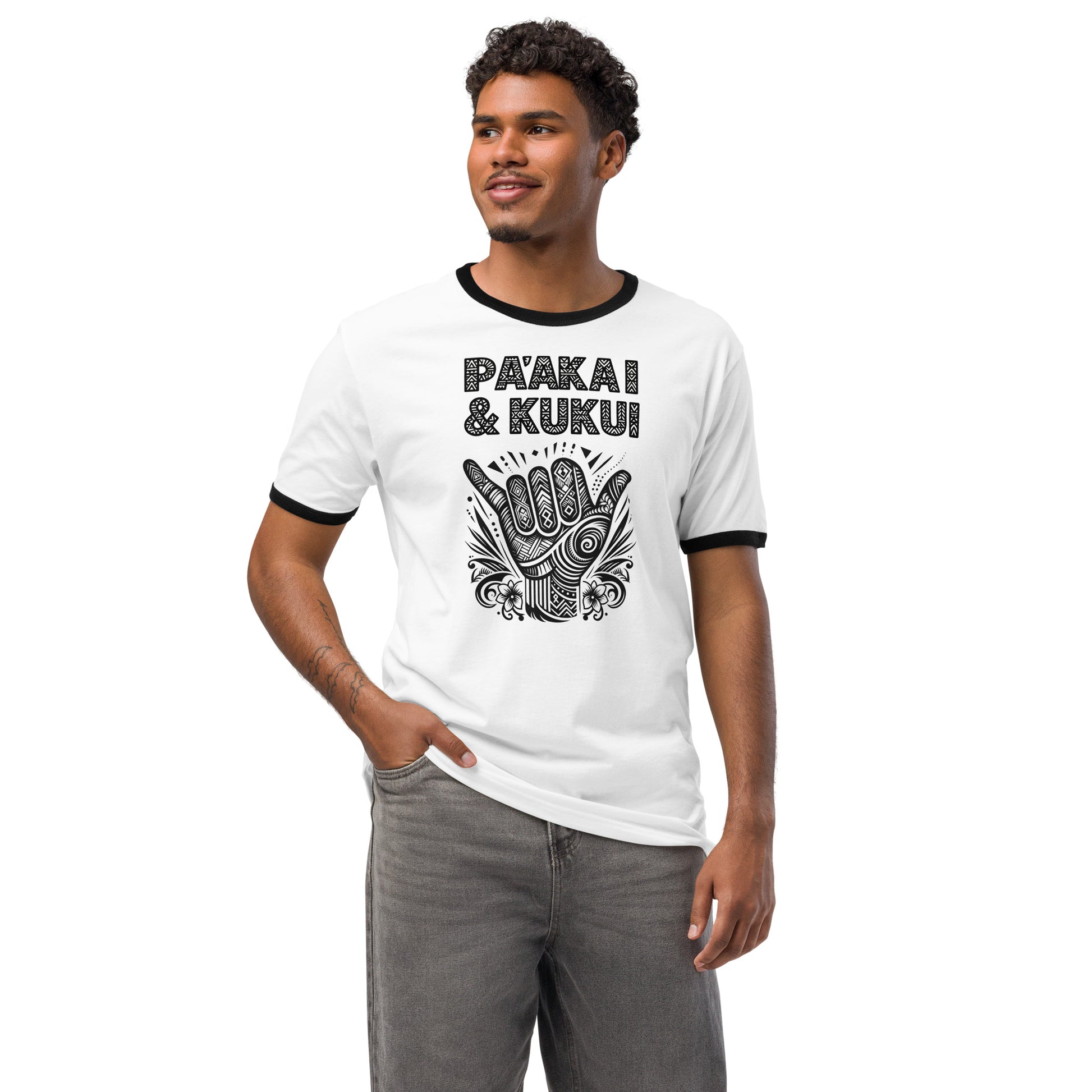 Tribal Shaka Ringer T-shirt T-shirt Pa'akai & Kukui