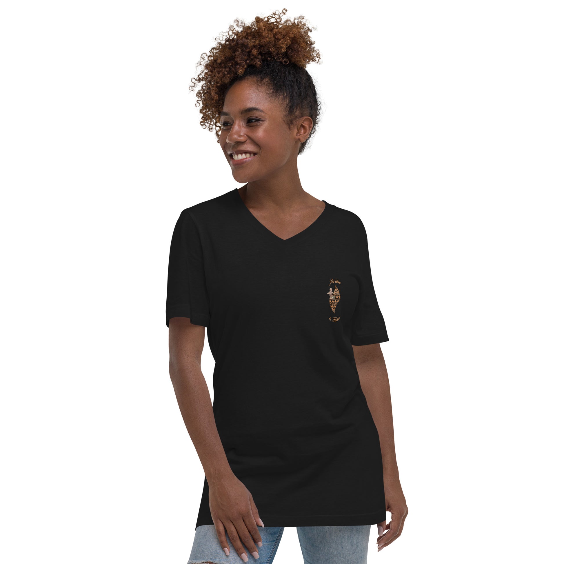 Hula Logo - Short Sleeve V-Neck T-Shirt V-Neck T-shirt Pa'akai & Kukui