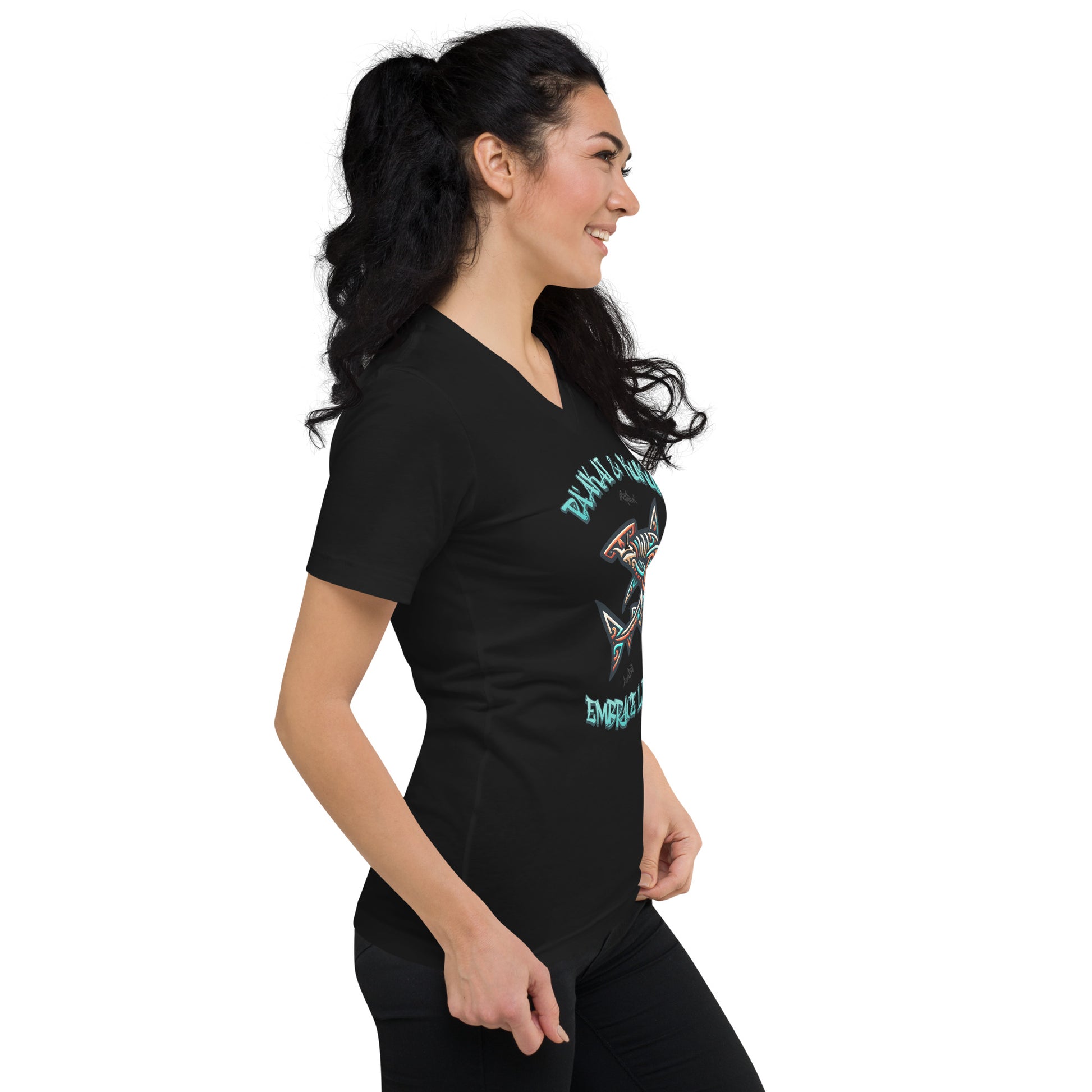 Tribal Shark Short Sleeve V-Neck T-Shirt V-Neck T-shirt Pa'akai & Kukui