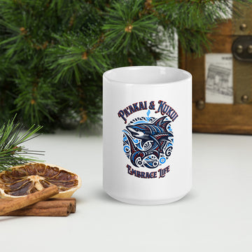 Tribal Shark White glossy mug Mug Pa'akai & Kukui 15 oz