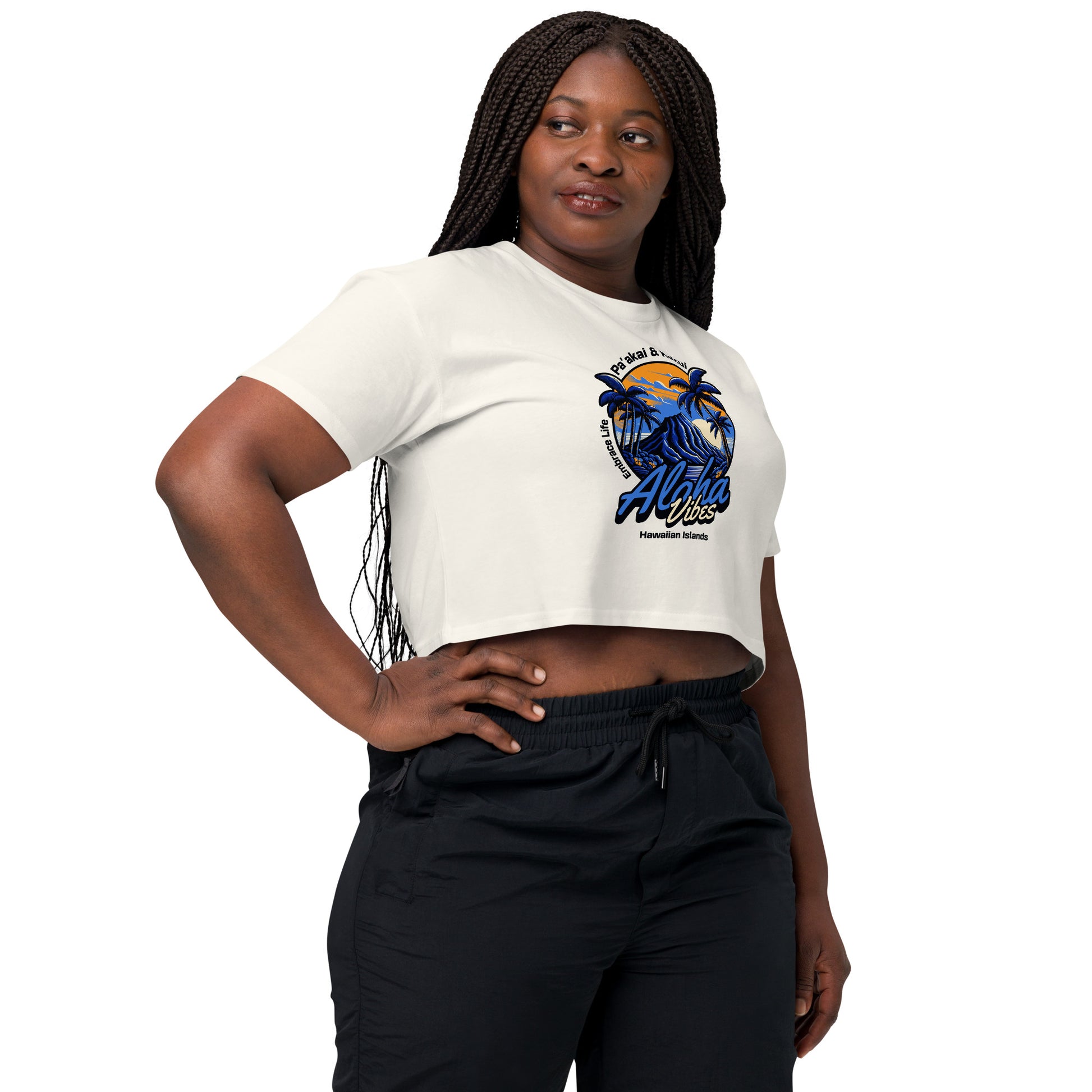 Aloha Vibes (Blue) Women’s crop top Crop Top Pa'akai & Kukui