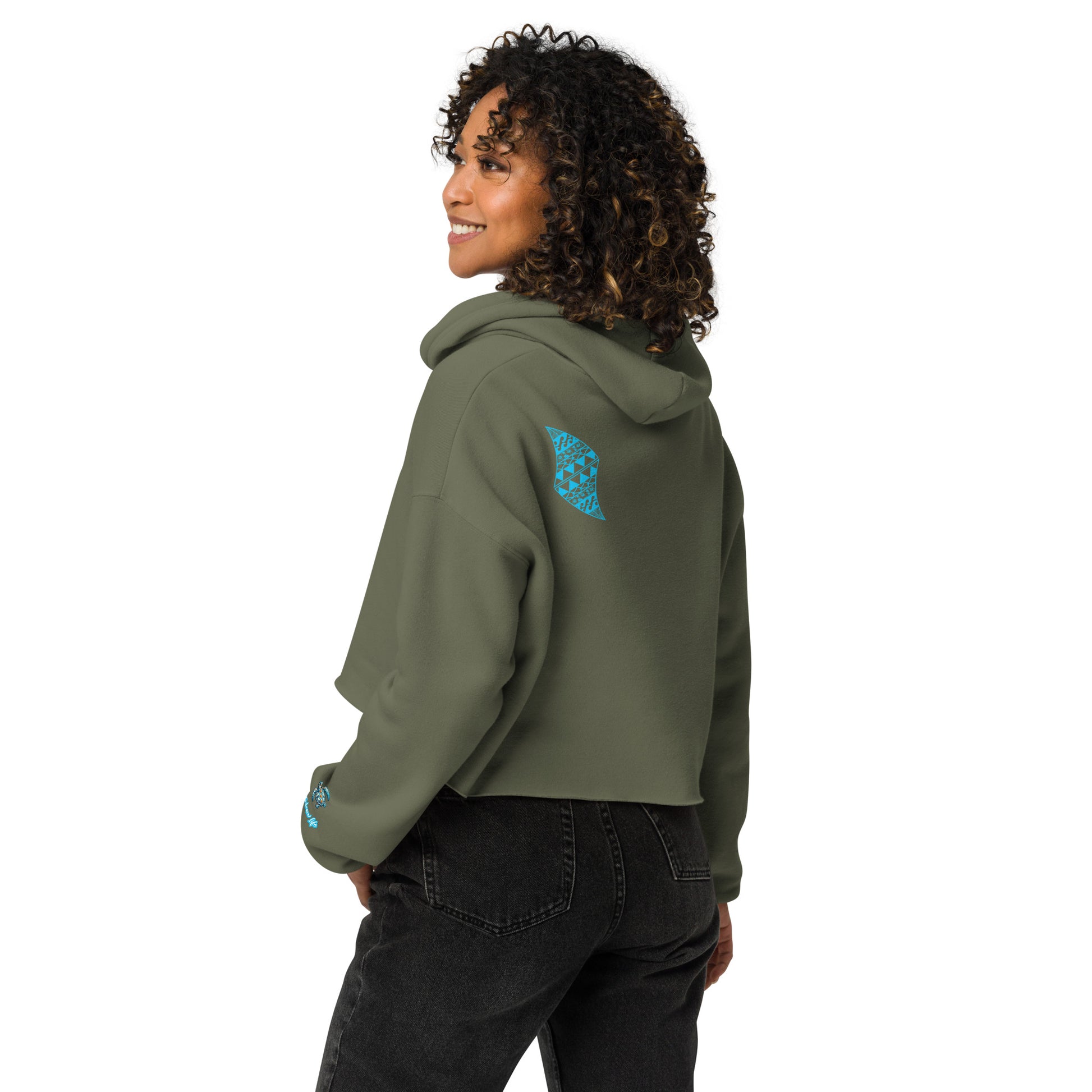 Tribal Shark Crop Hoodie Crop Hoodie Pa'akai & Kukui