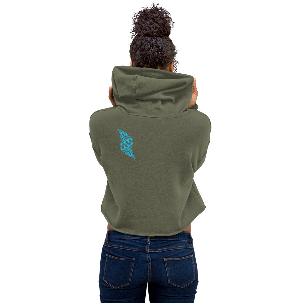 Tribal Shark Crop Hoodie Crop Hoodie Pa'akai & Kukui