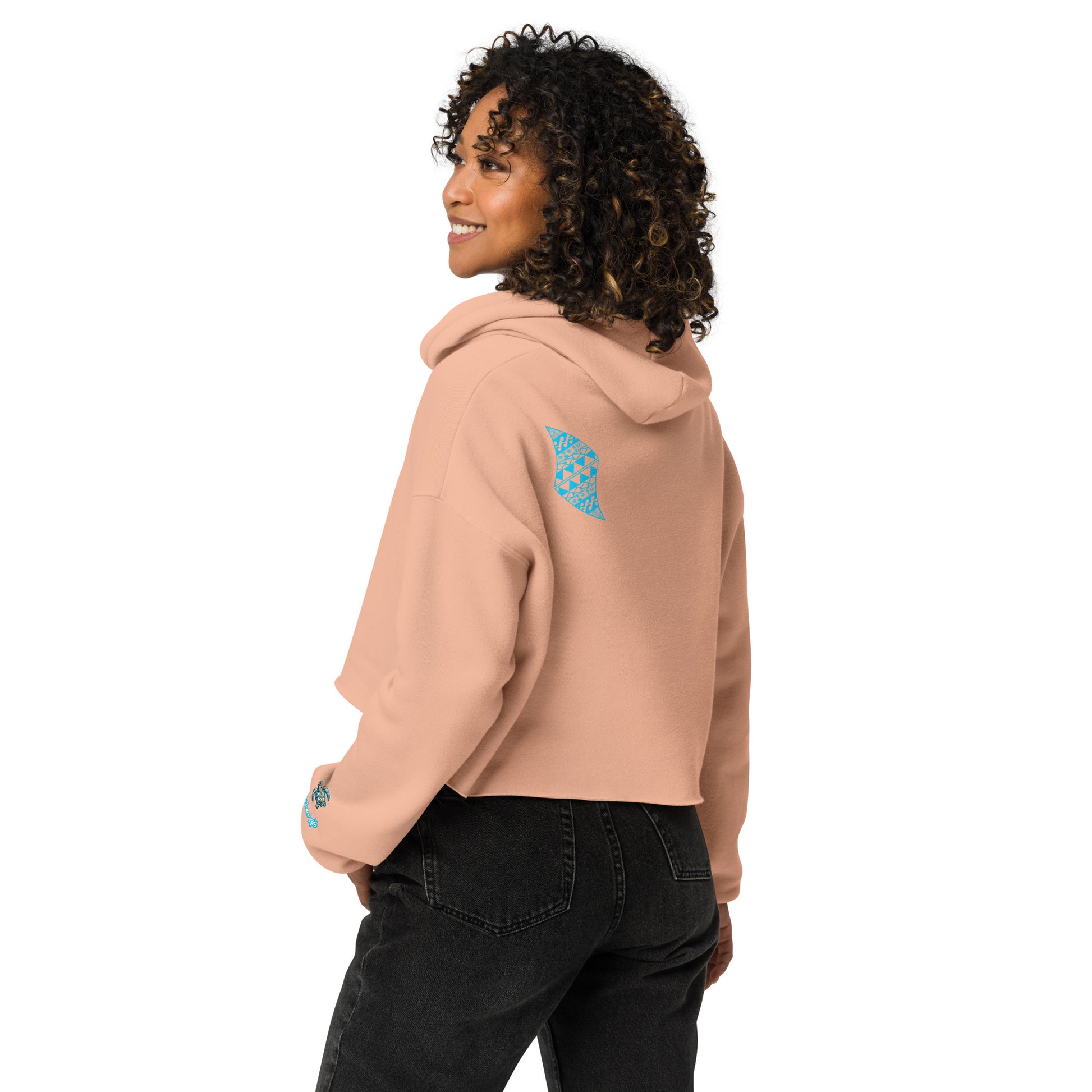 Tribal Shark Crop Hoodie Crop Hoodie Pa'akai & Kukui
