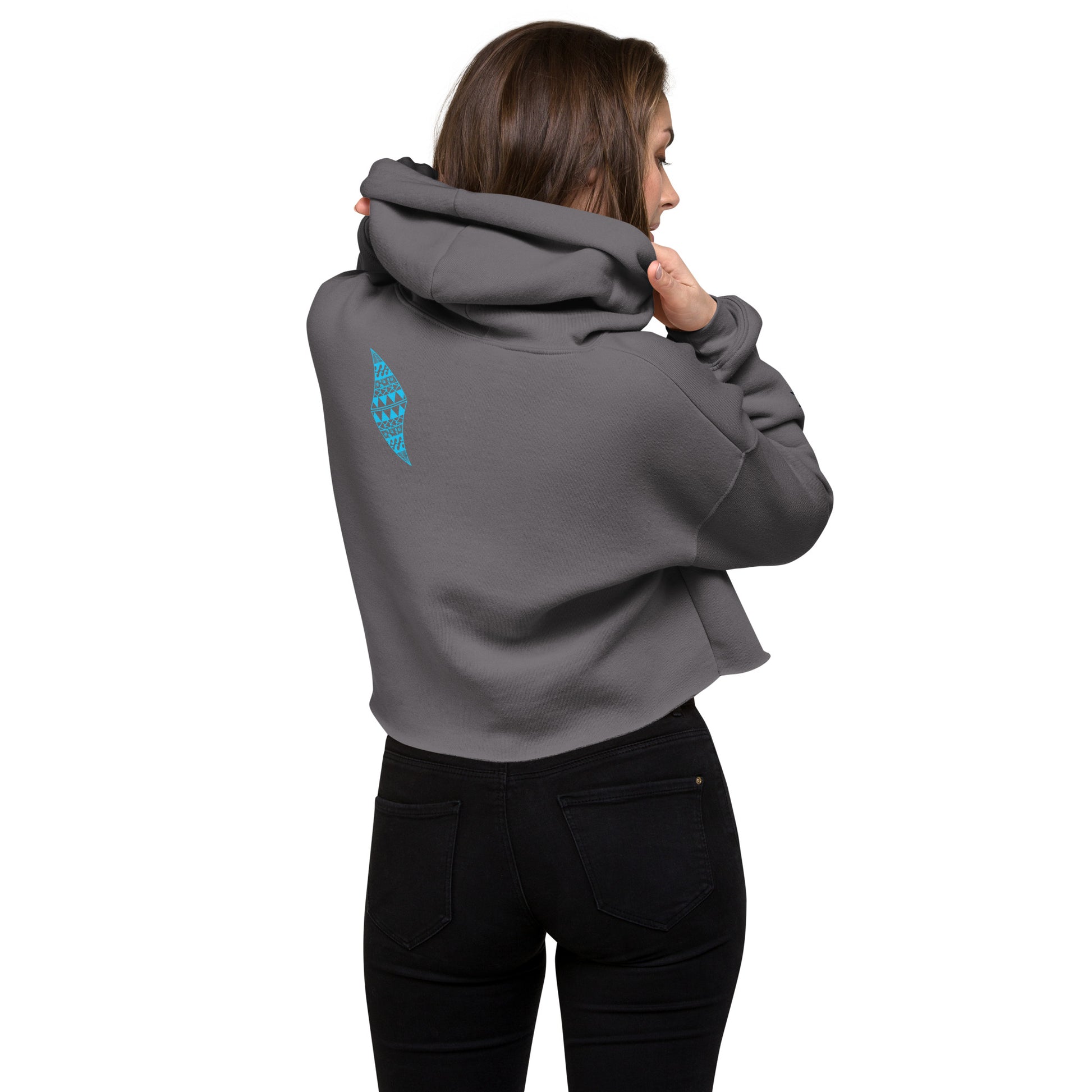 Tribal Shark Crop Hoodie Crop Hoodie Pa'akai & Kukui