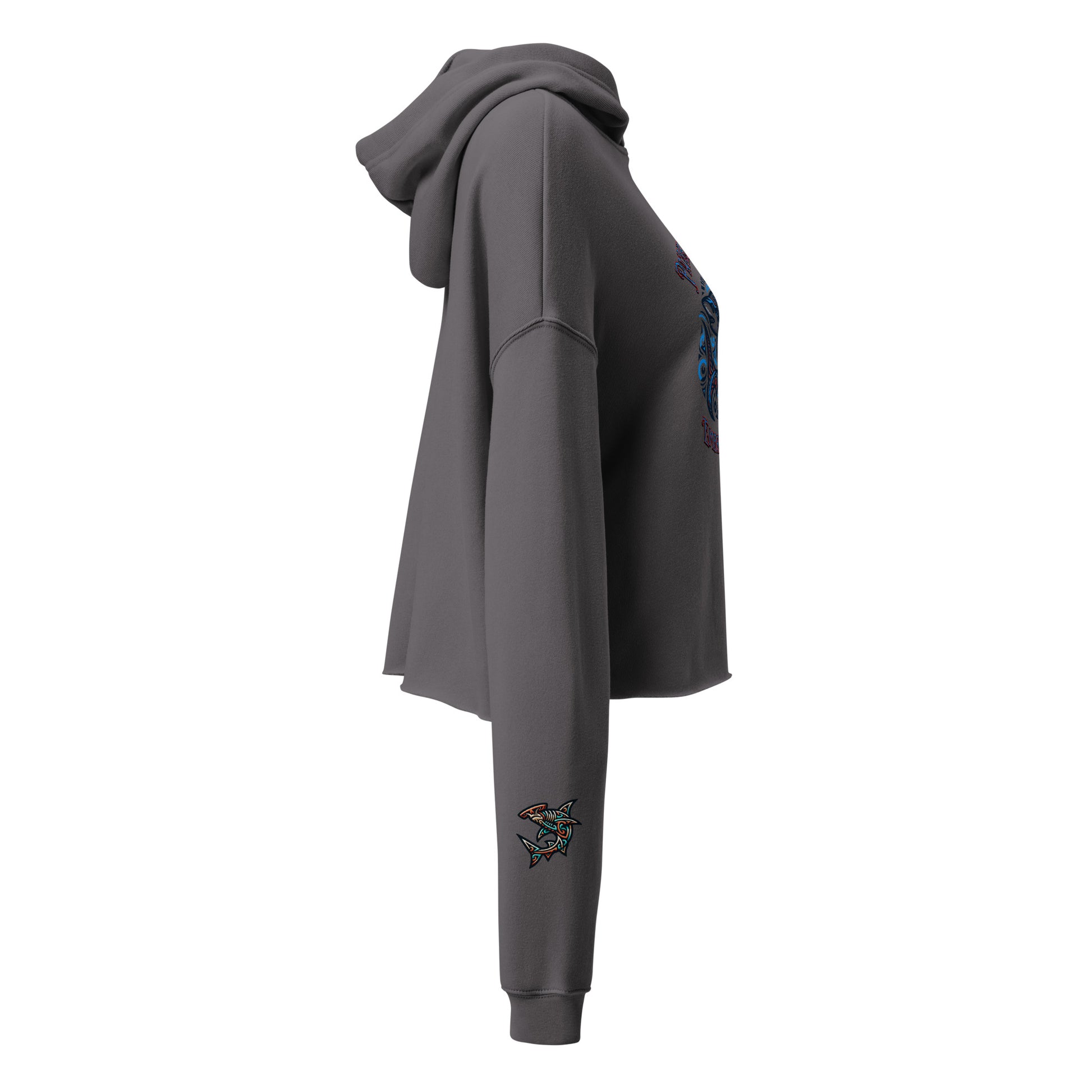 Tribal Shark Crop Hoodie Crop Hoodie Pa'akai & Kukui