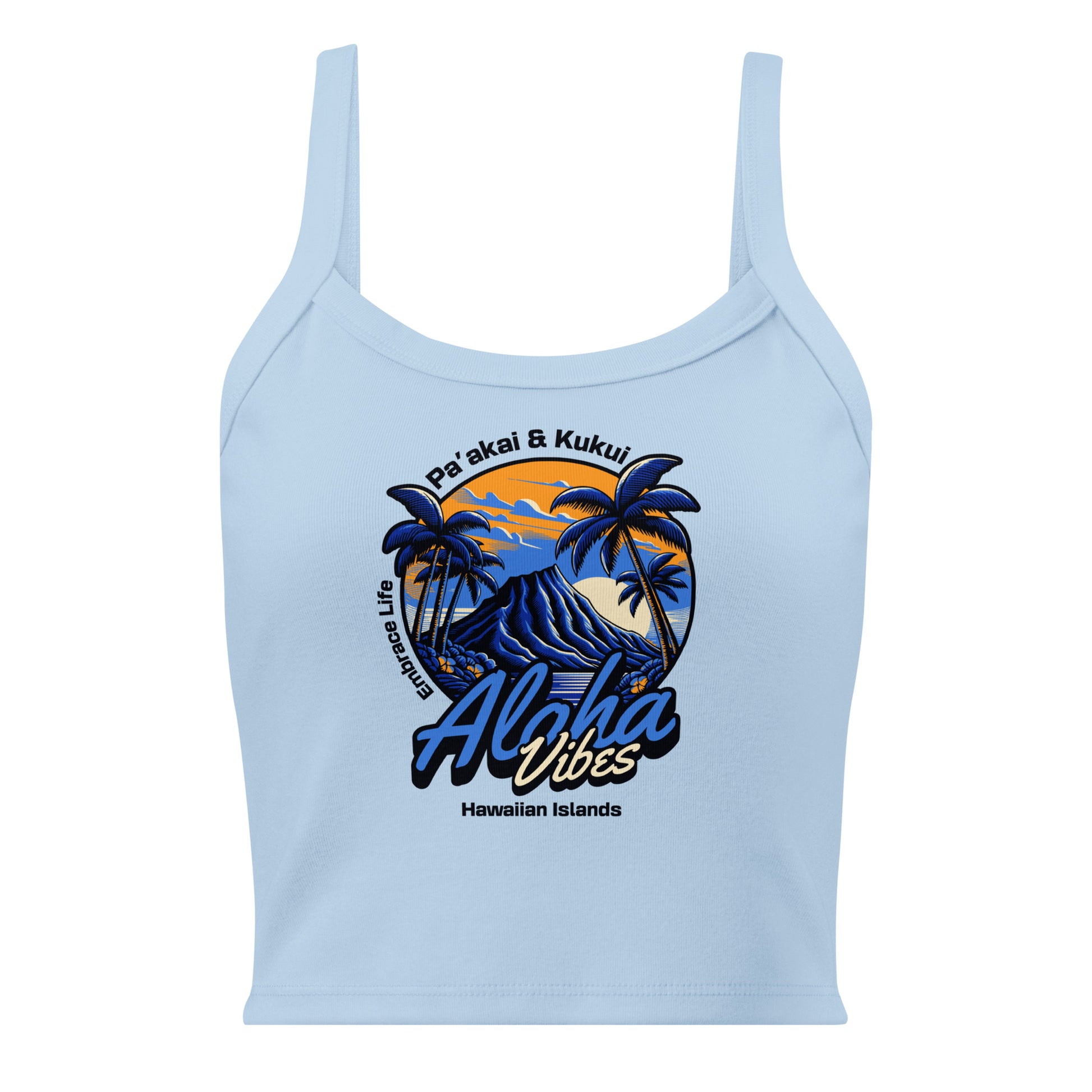 Aloha Vibes (Blue) - Women’s micro-rib tank top Tank Top Pa'akai & Kukui