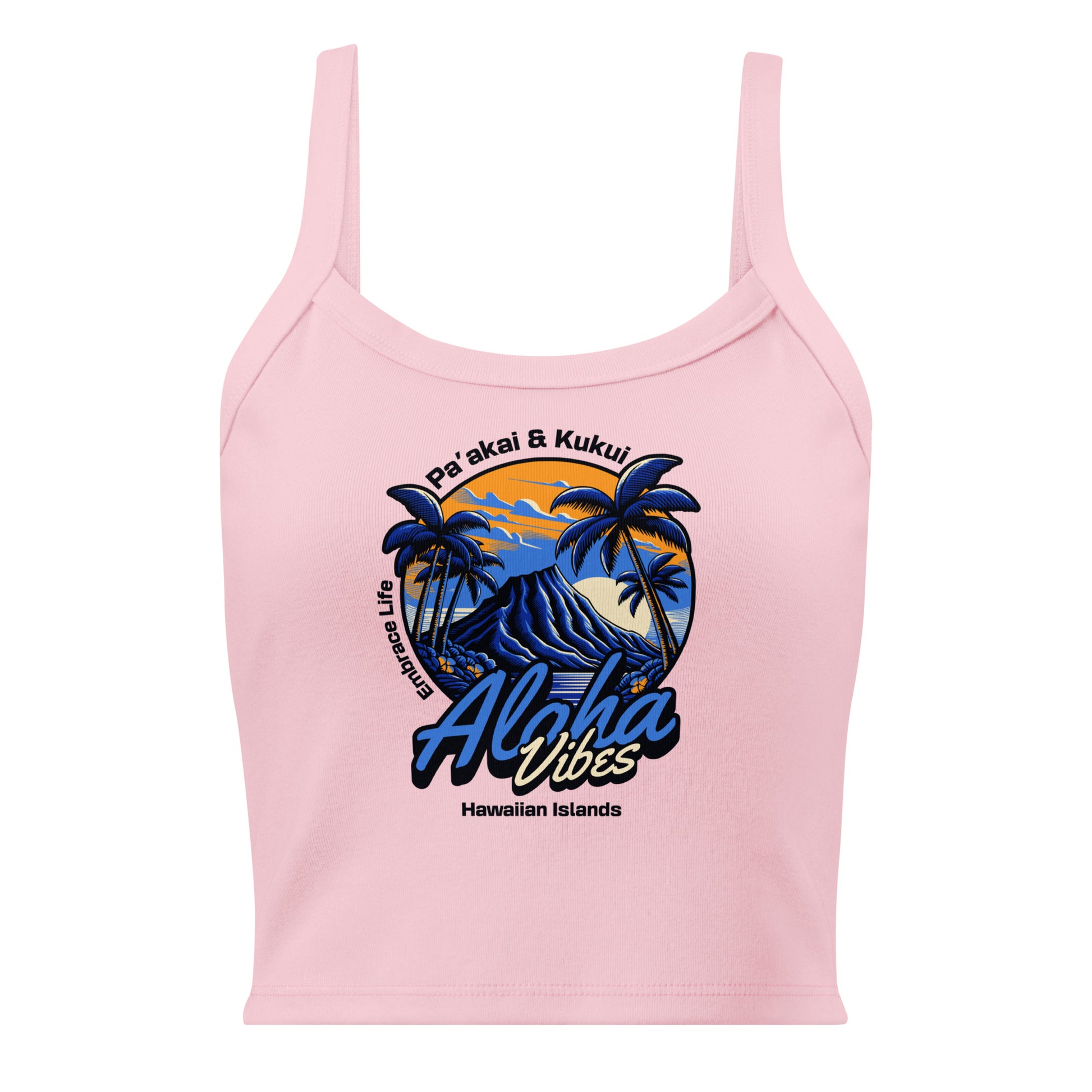 Aloha Vibes (Blue) - Women’s micro-rib tank top Tank Top Pa'akai & Kukui