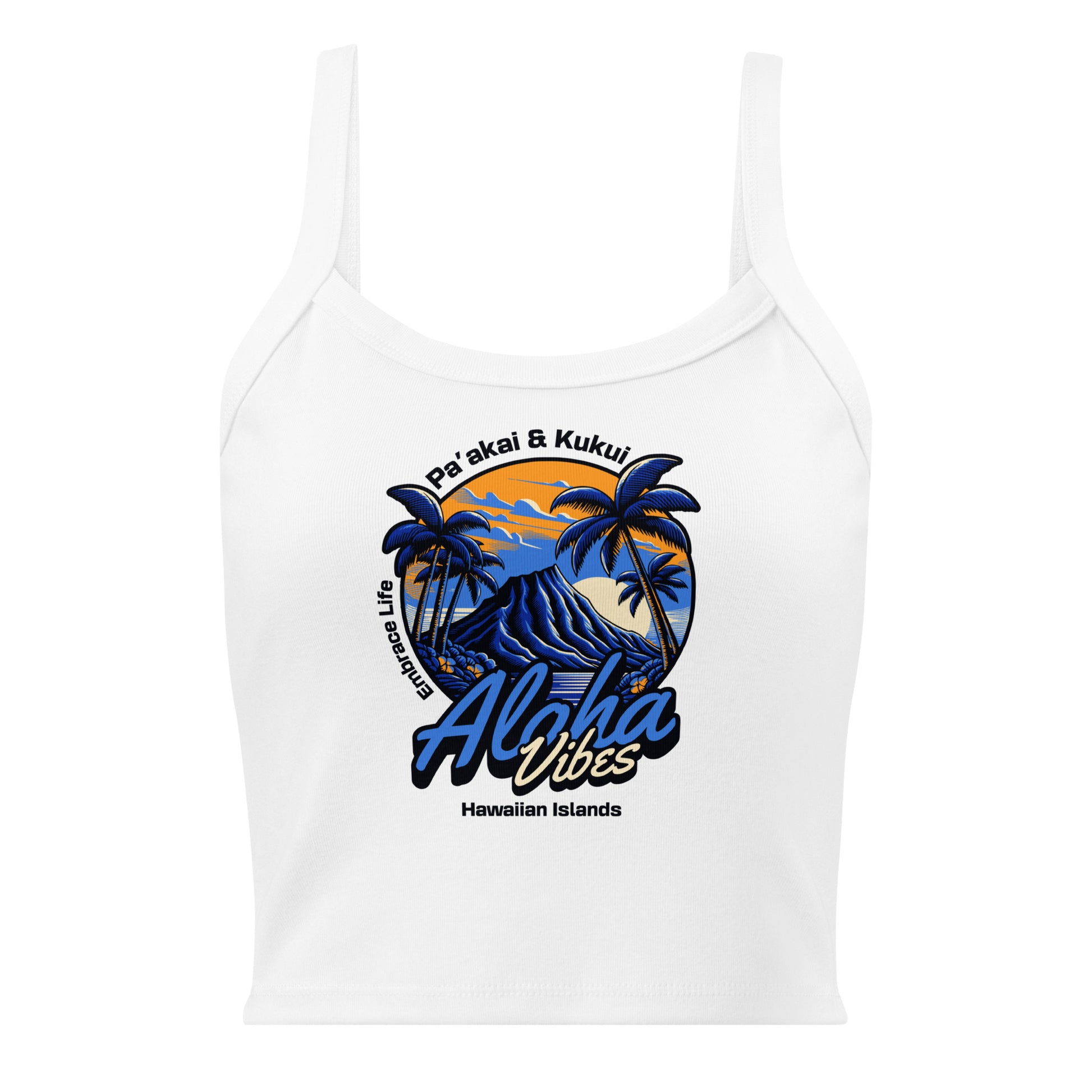 Aloha Vibes (Blue) - Women’s micro-rib tank top Tank Top Pa'akai & Kukui