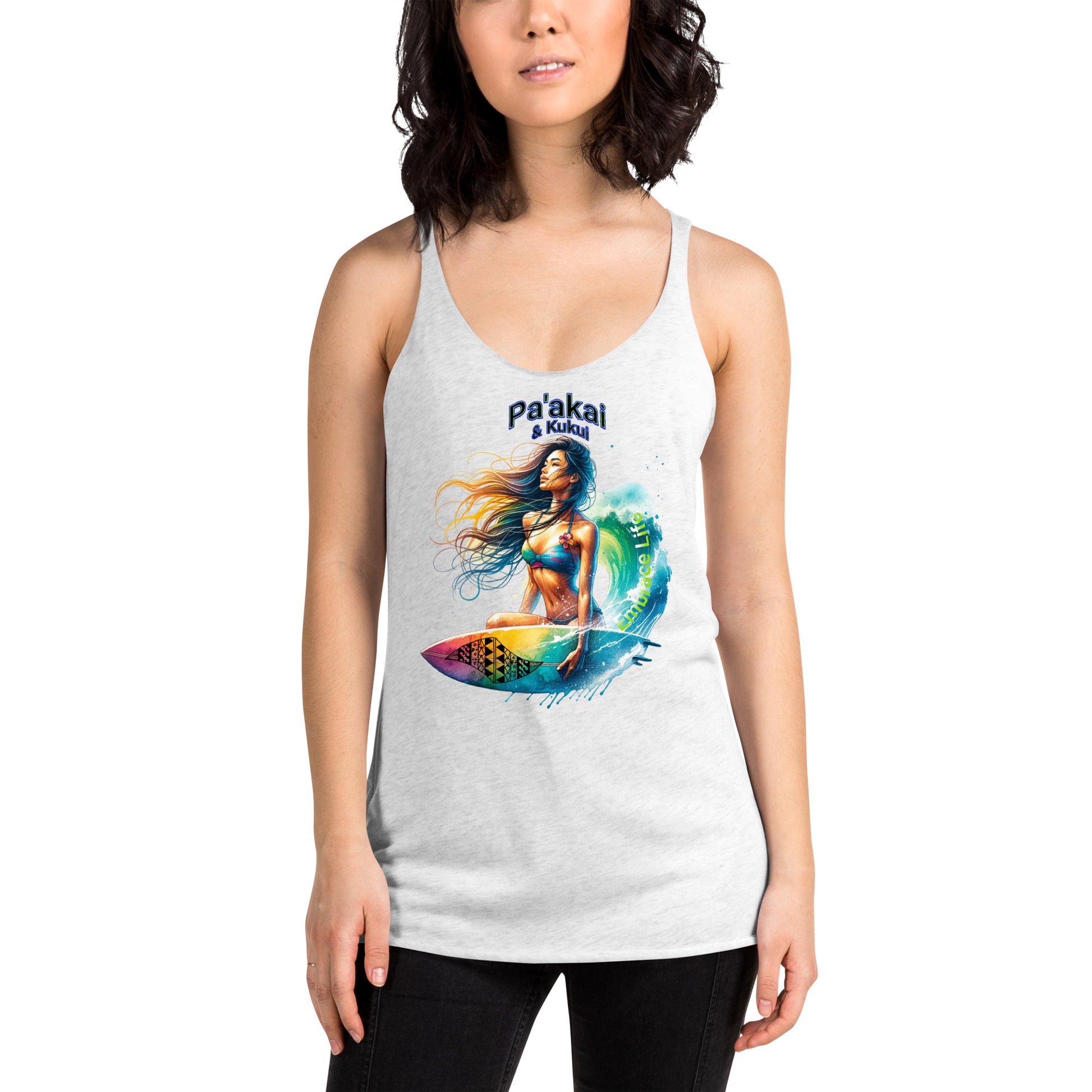 Women's Embrace Life Racerback Tank Tank Top Pa'akai & Kukui
