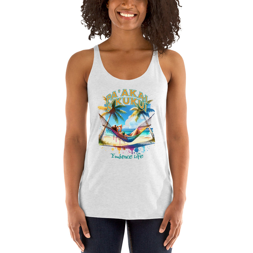 Ku'u aku Women's Racerback Tank Tank Top Pa'akai & Kukui