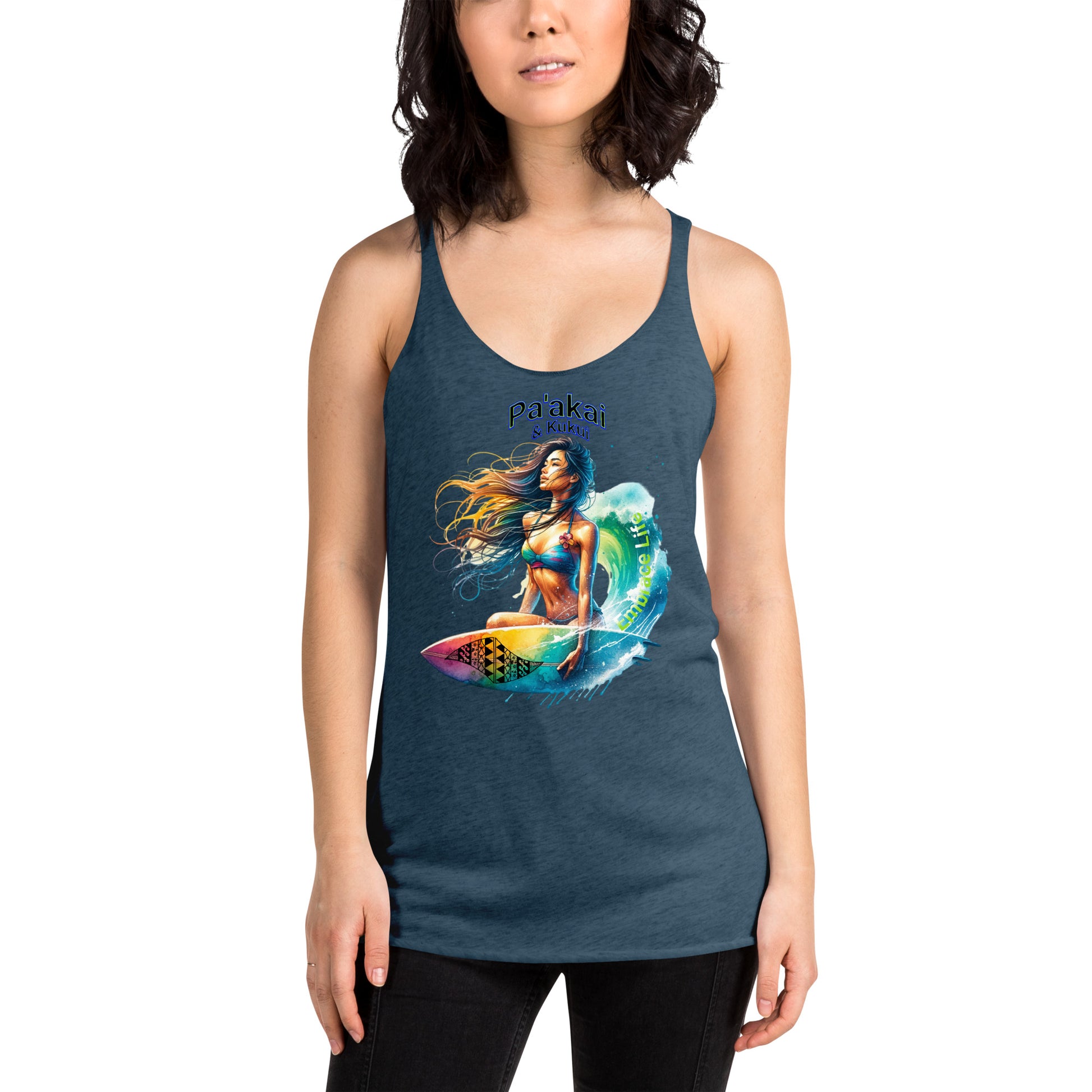 Women's Embrace Life Racerback Tank Tank Top Pa'akai & Kukui