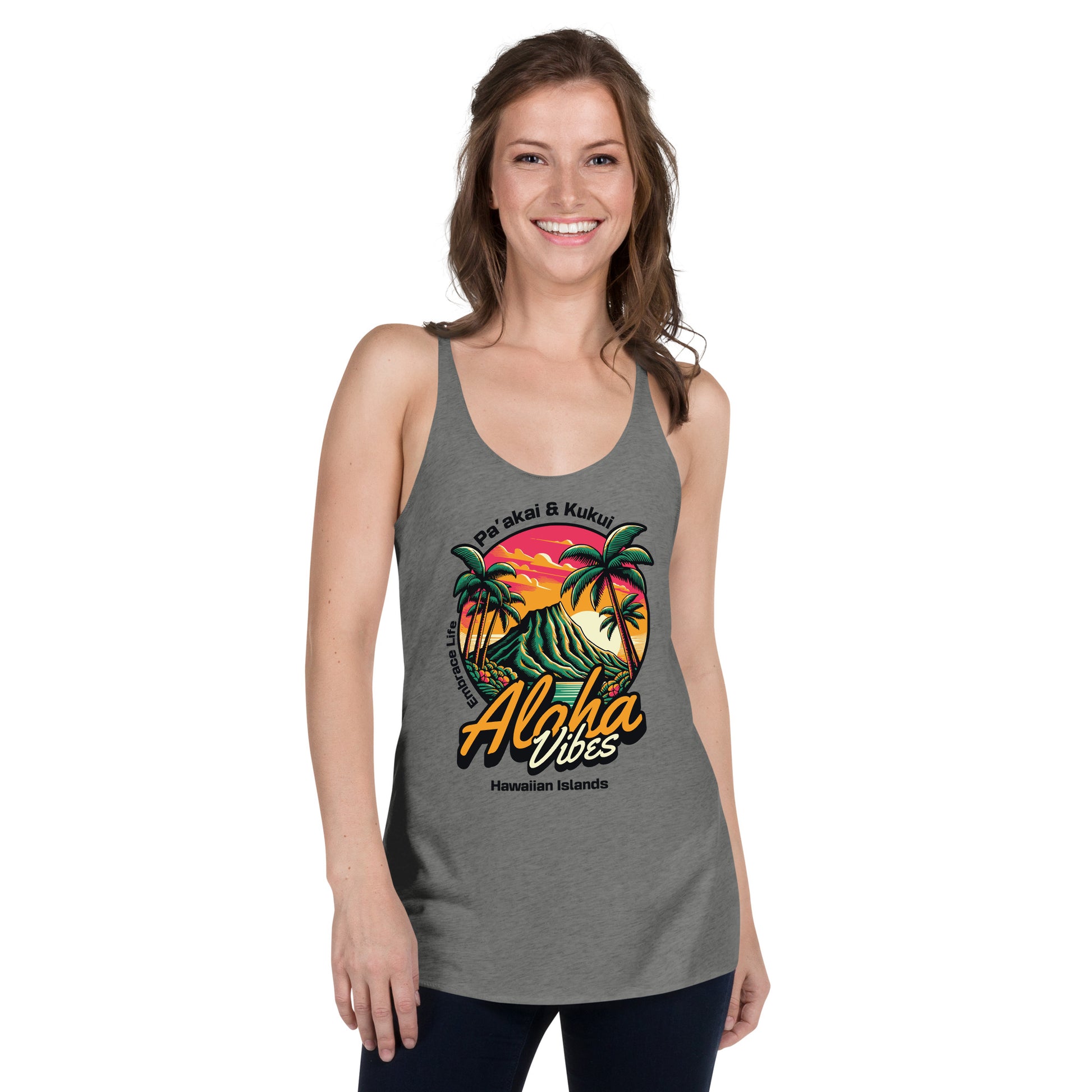 Aloha Vibes - Women's Racerback Tank Tank Top Pa'akai & Kukui
