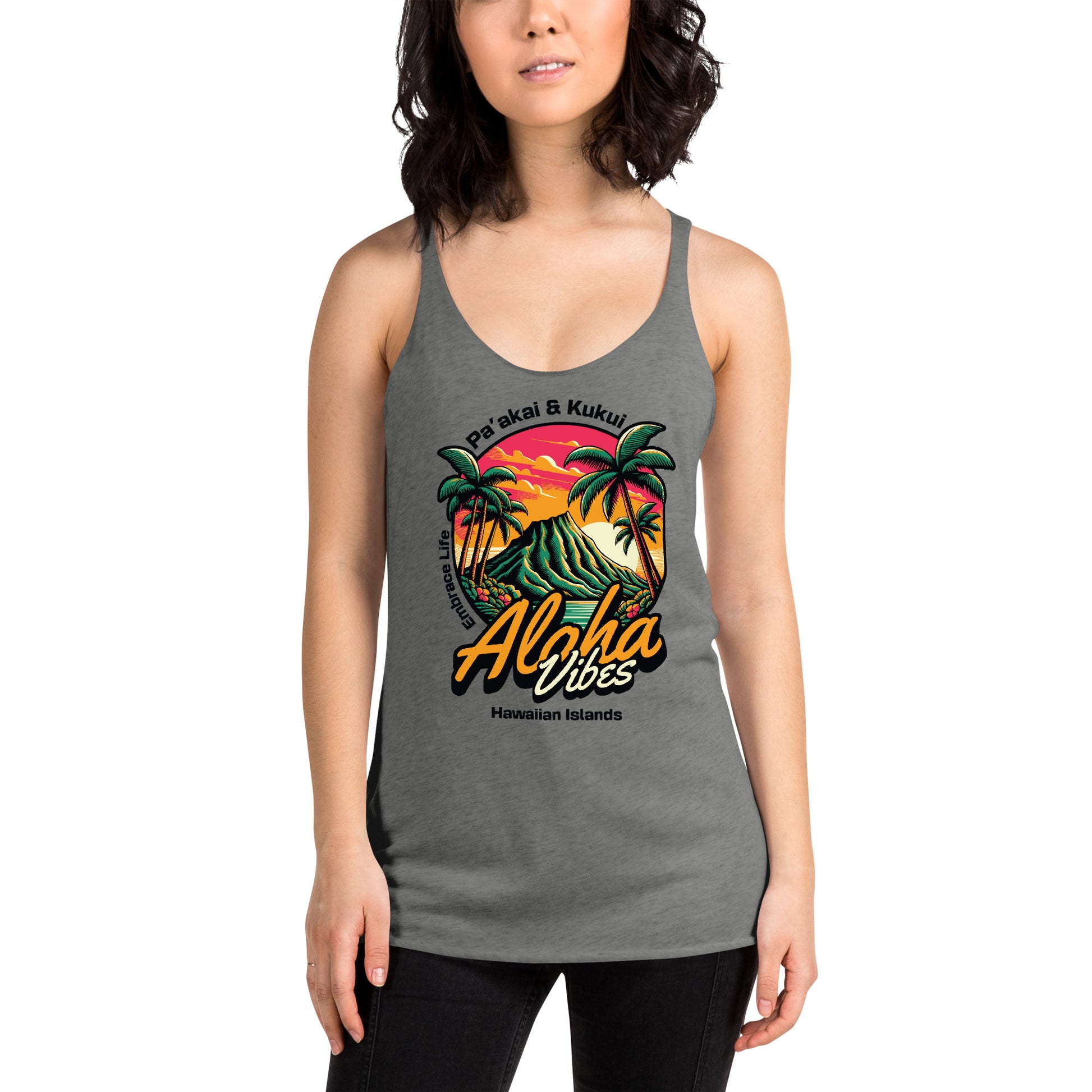 Aloha Vibes - Women's Racerback Tank Tank Top Pa'akai & Kukui