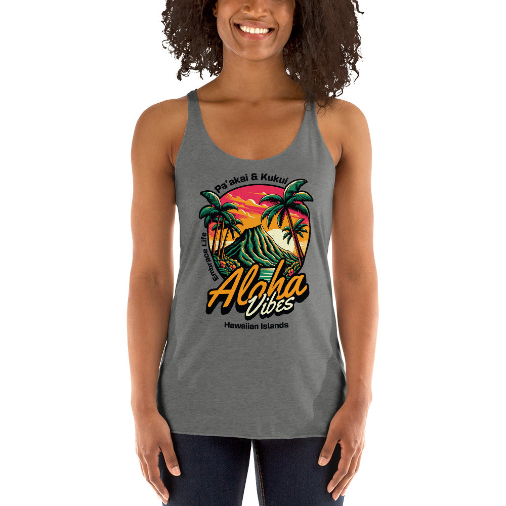 Aloha Vibes - Women's Racerback Tank Tank Top Pa'akai & Kukui