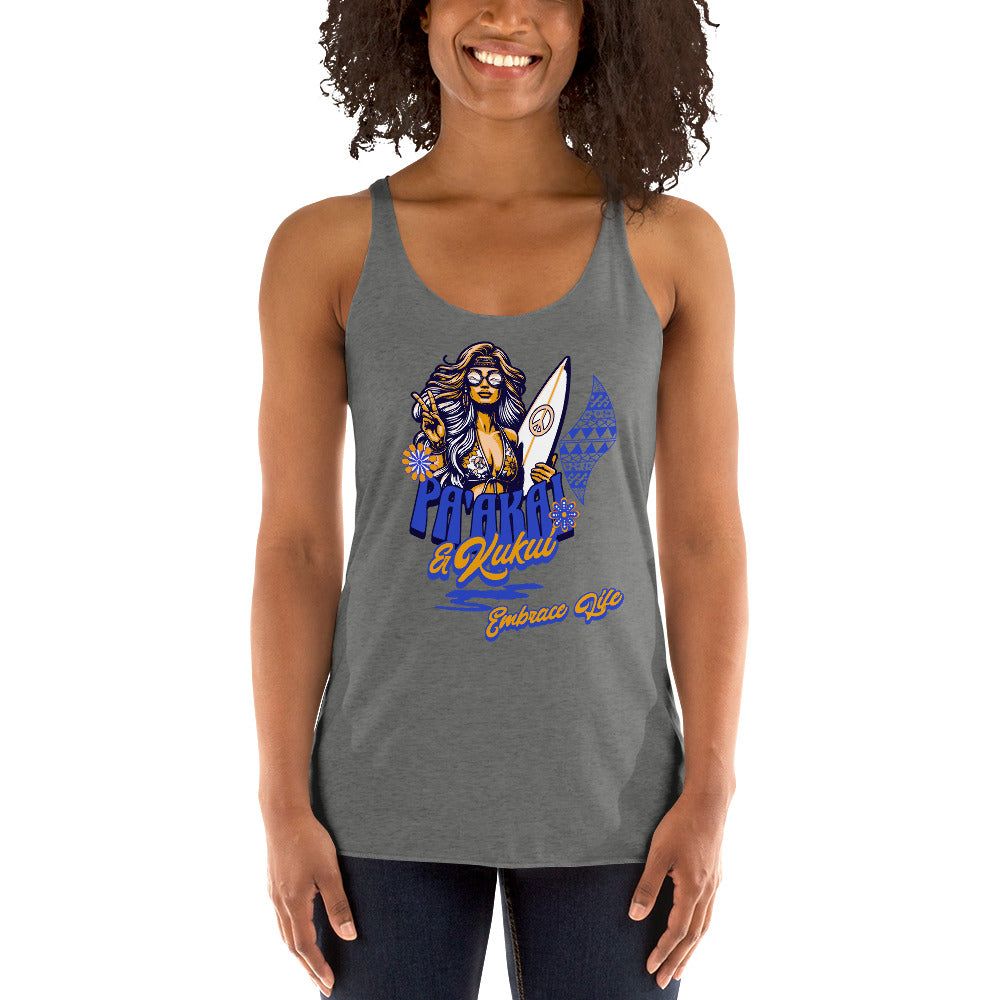 Heʻenalu Chic Racerback Tank-top (Blue) Tank Top Pa'akai & Kukui Premium Heather XS