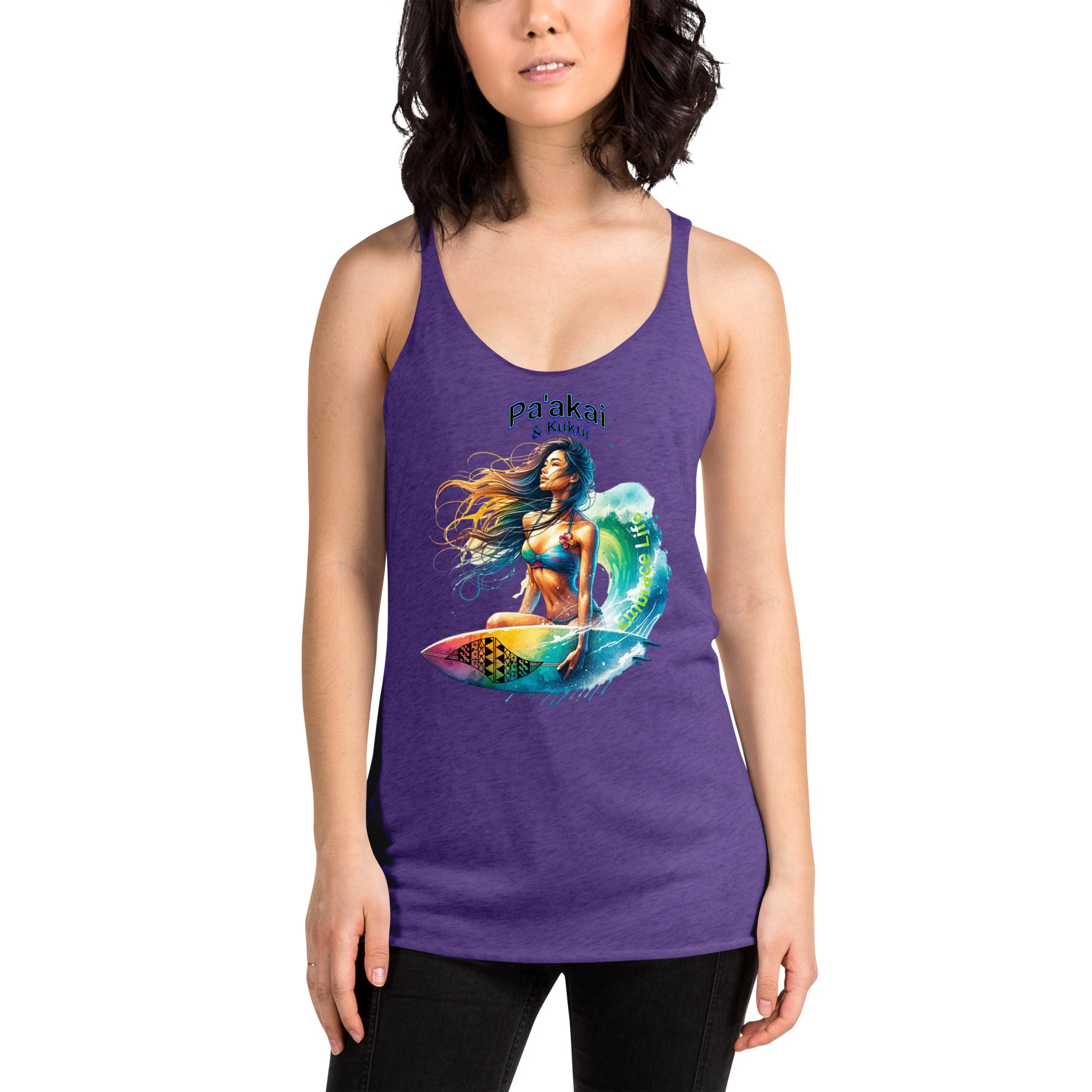 Women's Embrace Life Racerback Tank Tank Top Pa'akai & Kukui