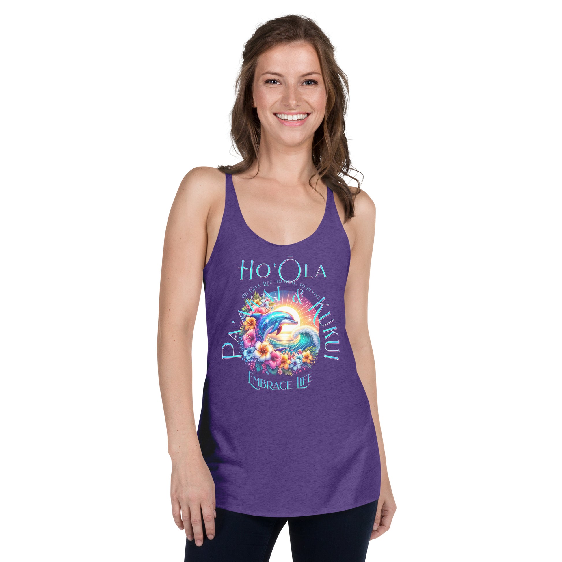 Ho'ōla (To Give Life, To Heal, To Rivive) - Women's Racerback Tank Tank Top Pa'akai & Kukui