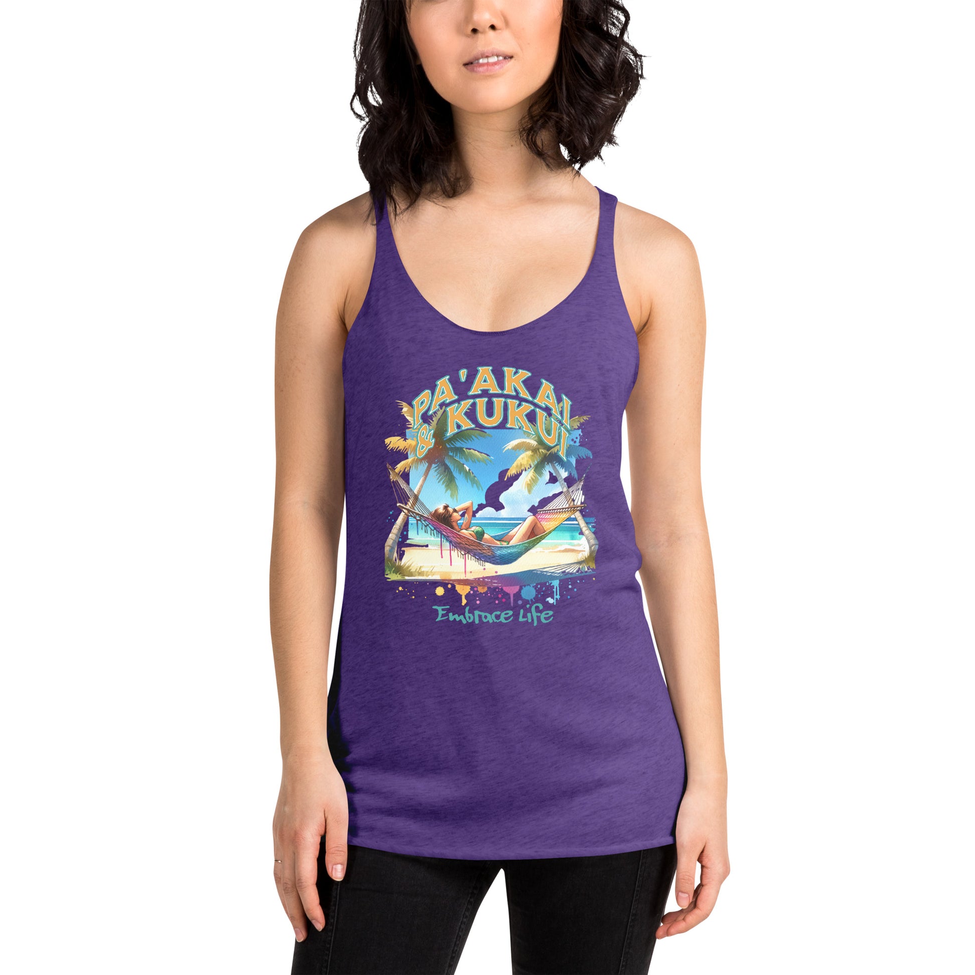Ku'u aku Women's Racerback Tank Tank Top Pa'akai & Kukui Purple Rush XS