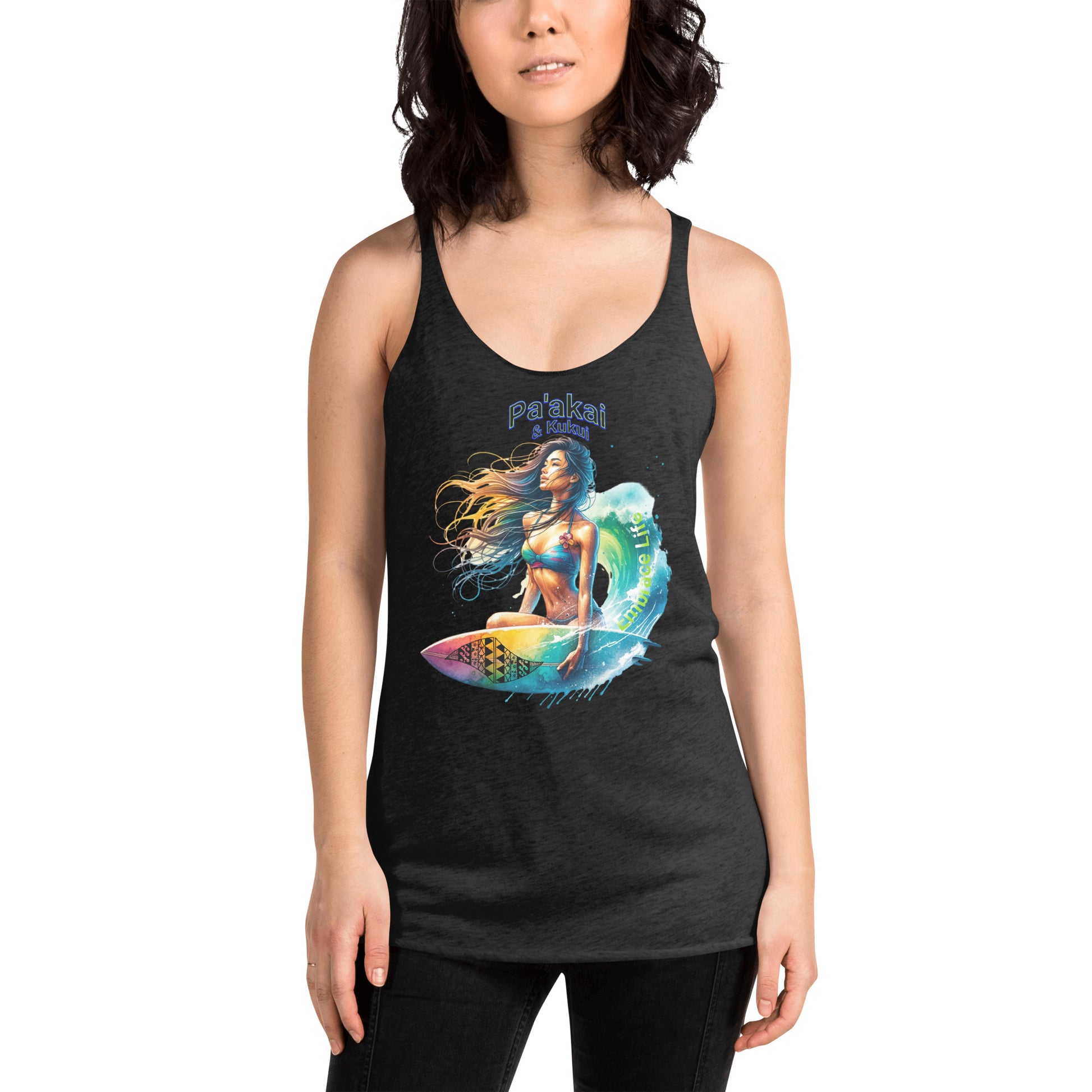 Women's Embrace Life Racerback Tank Tank Top Pa'akai & Kukui