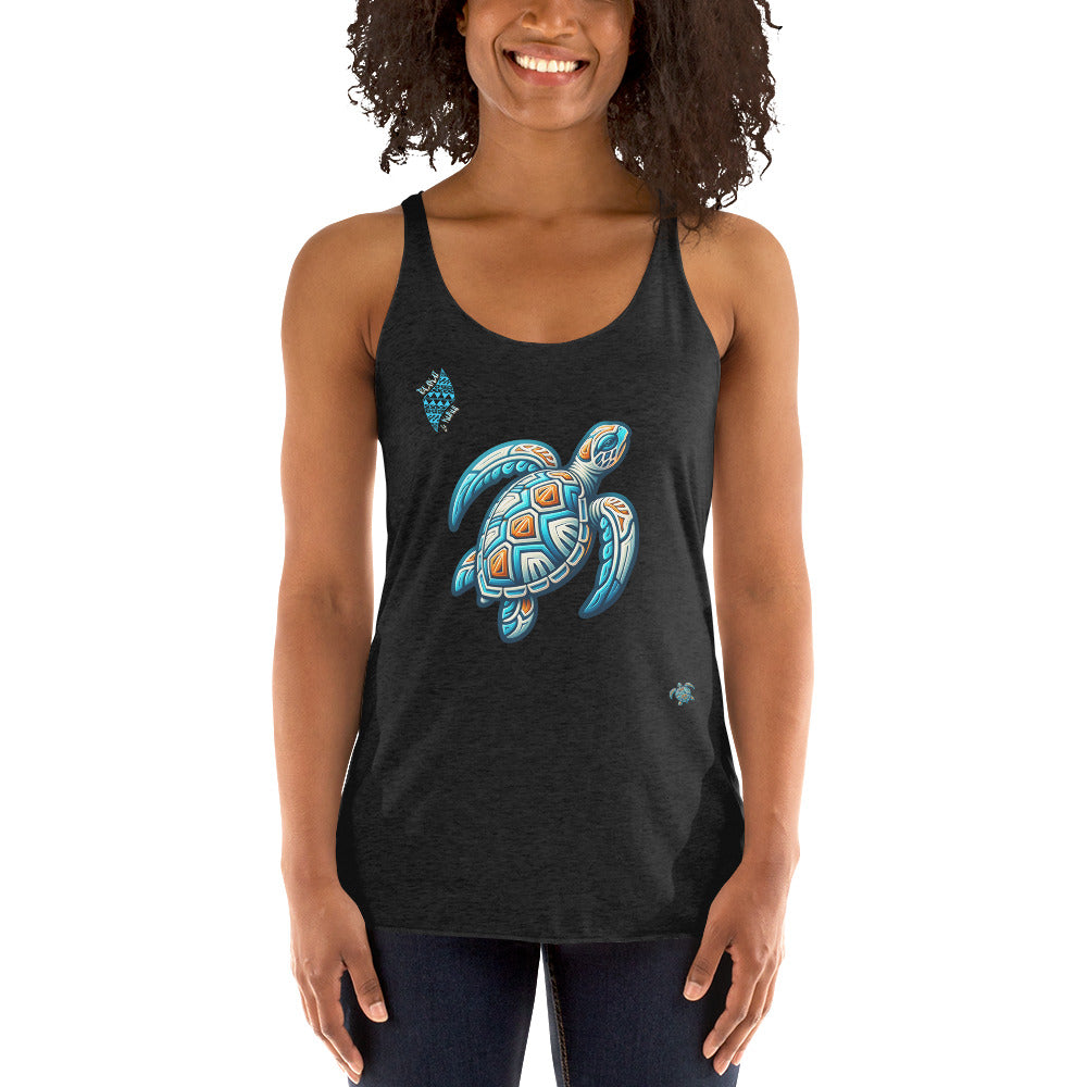 Tribal Sea Turtle Women's Racerback Tank Tank Top Pa'akai & Kukui