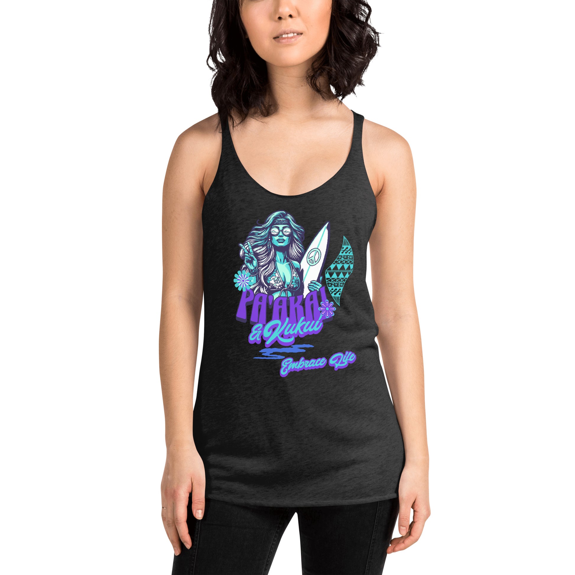 Heʻenalu Chic Racerback Tank-top (Turquoise) Tank Top Pa'akai & Kukui