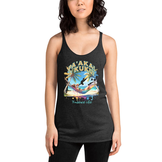 Ku'u aku Women's Racerback Tank Tank Top Pa'akai & Kukui Vintage Black XS