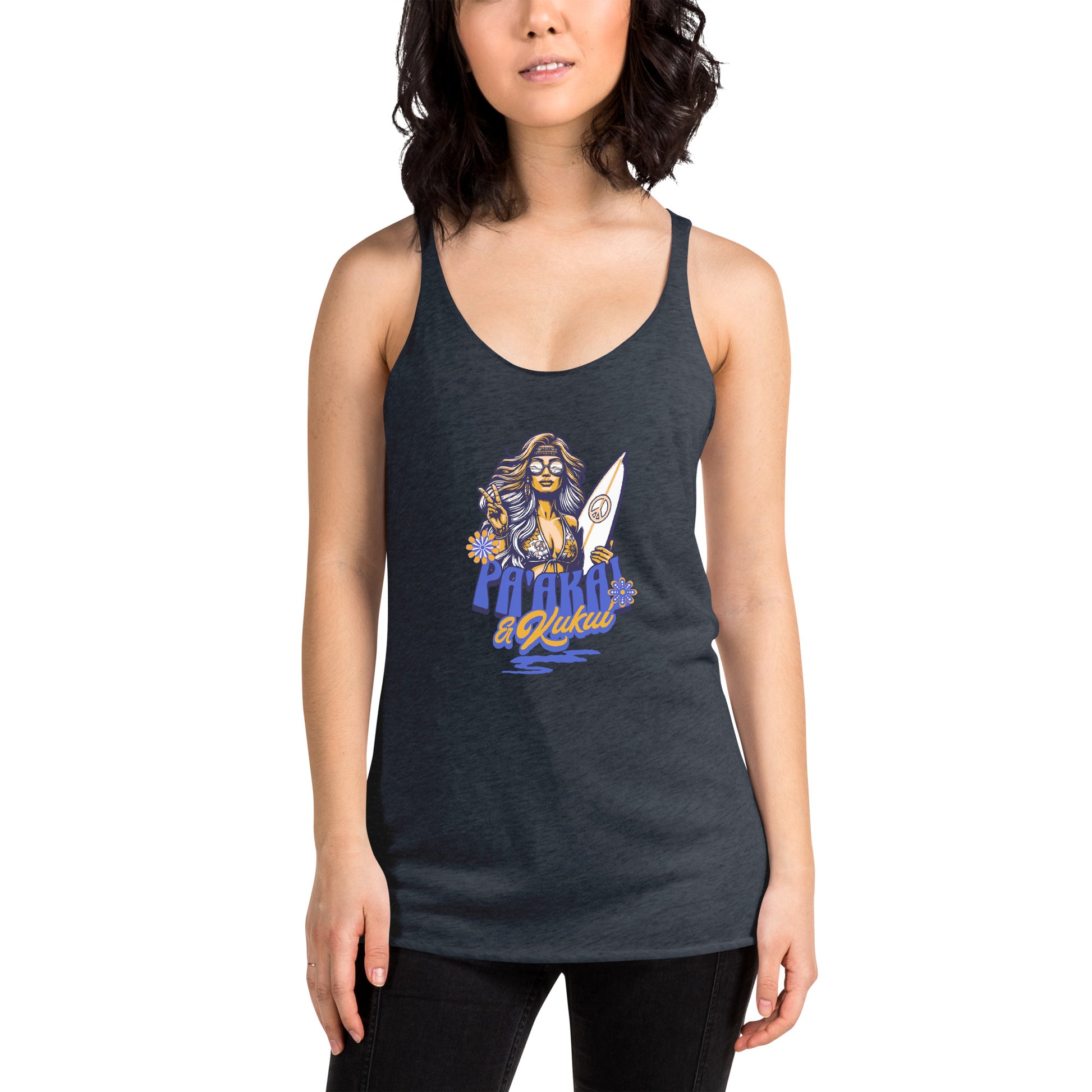 Women's Racerback Hippie Tank Top Tank Top Pa'akai & Kukui Vintage Navy XS