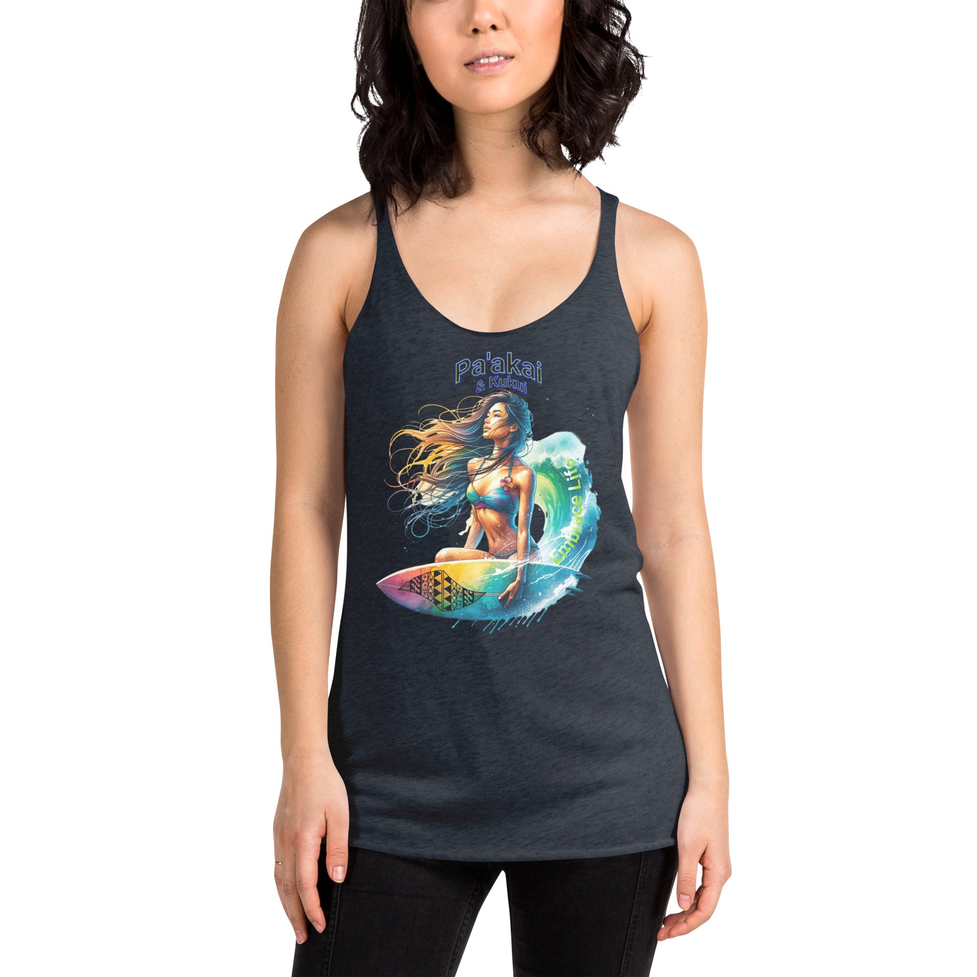 Women's Embrace Life Racerback Tank Tank Top Pa'akai & Kukui