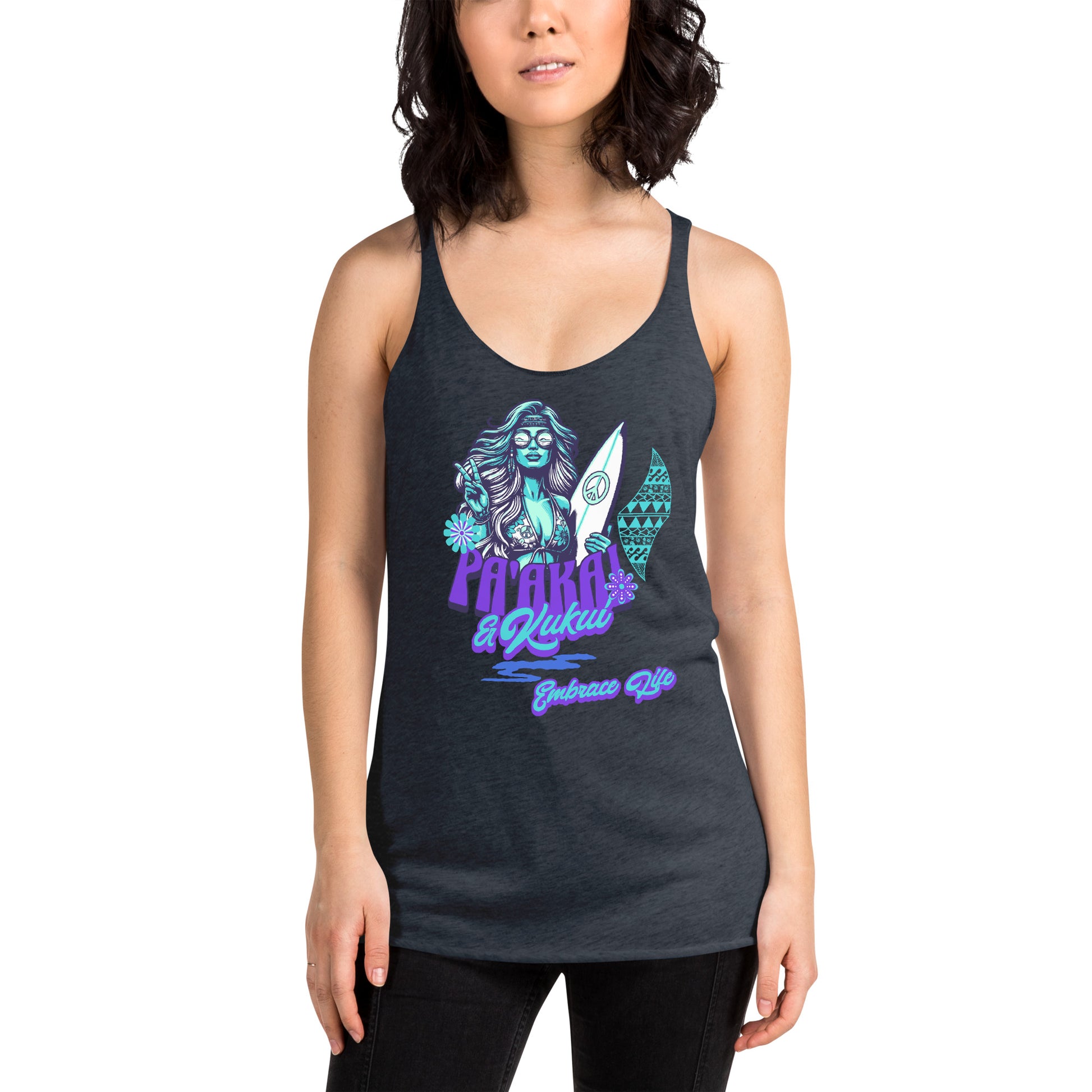 Heʻenalu Chic Racerback Tank-top (Turquoise) Tank Top Pa'akai & Kukui
